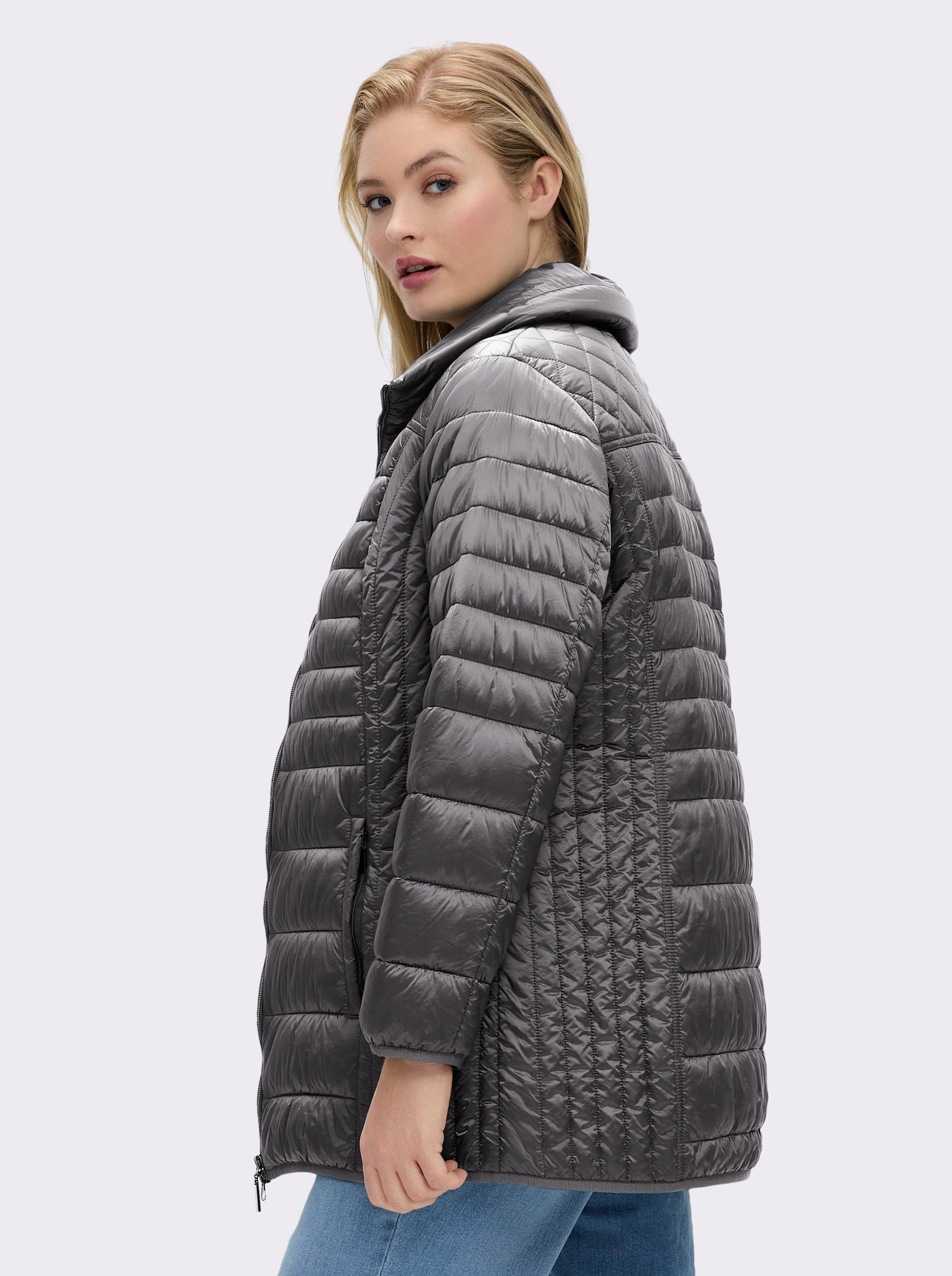 Steppjacke mit dezentem Glanz - silbergrau