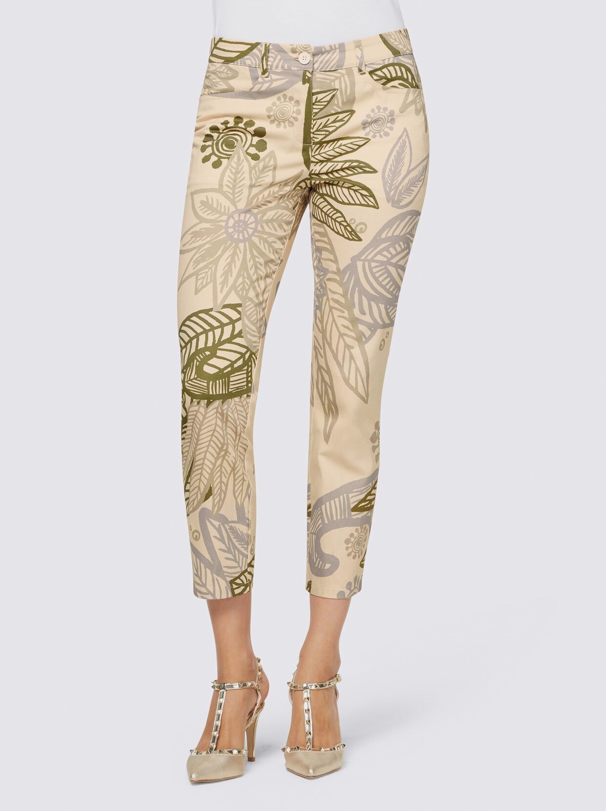 Ashley Brooke Druck-Hose - ecru-schlamm-gemustert