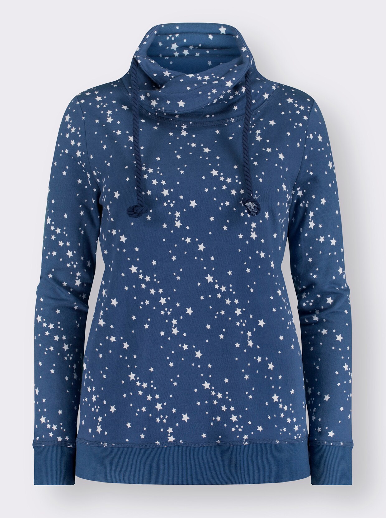 Sweatshirt - jeansblau-ecru-bedruckt