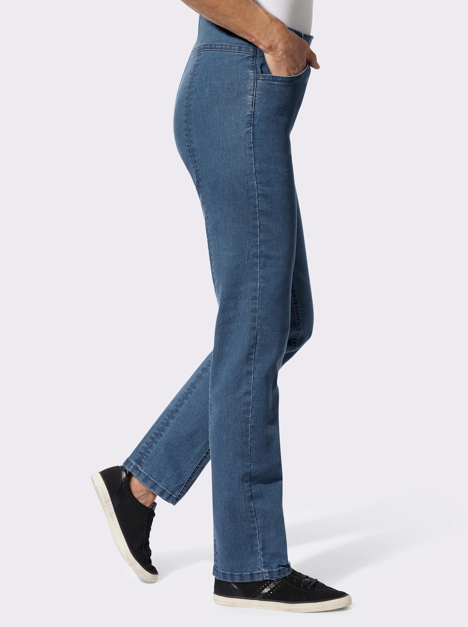 Jeans mit Teilungsnähten hinten - blue-stone-washed