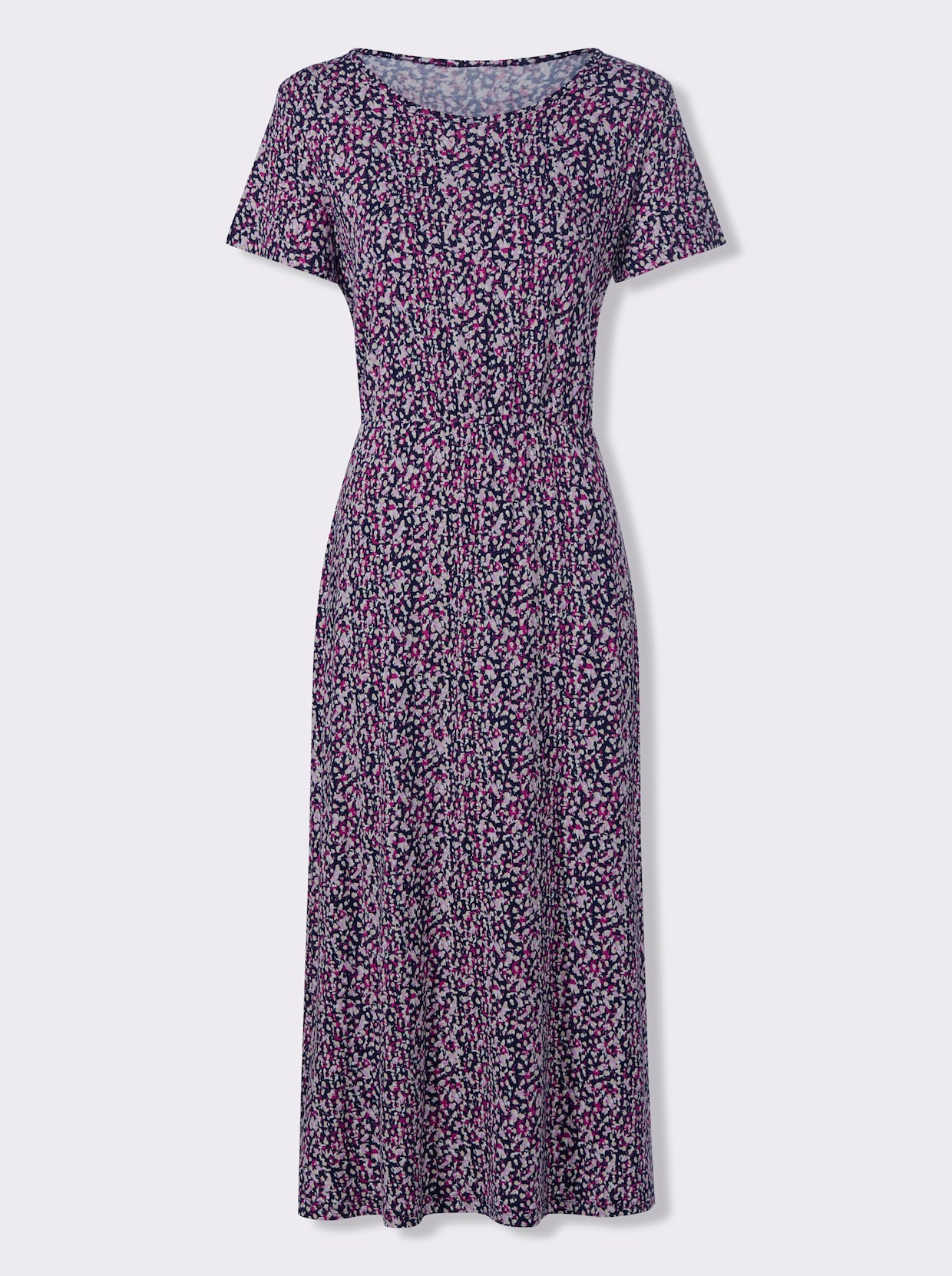 Jerseykleid - marine-orchidee-bedruckt