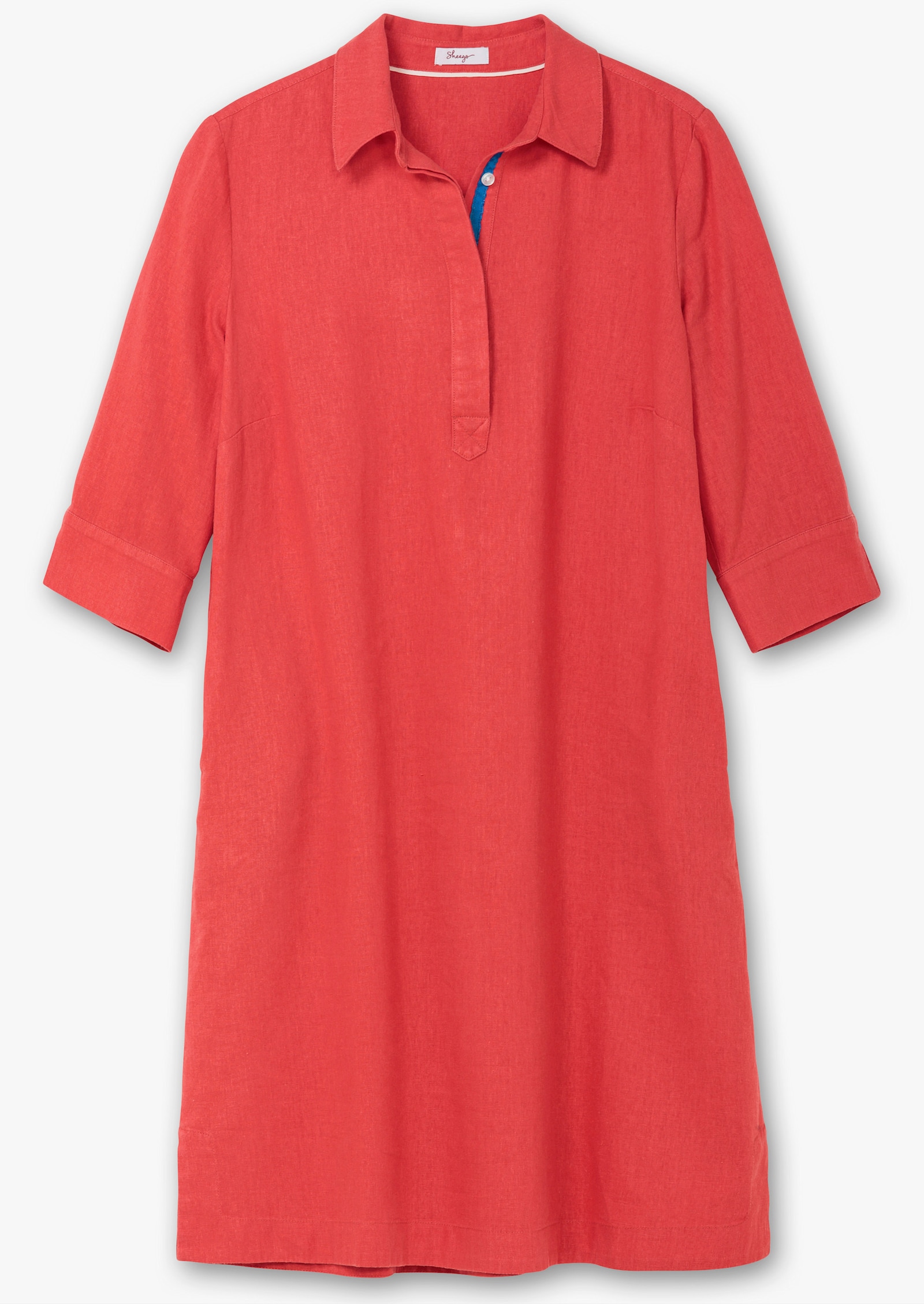 sheego Hemdblusenkleid aus Leinen-Mix - hummer