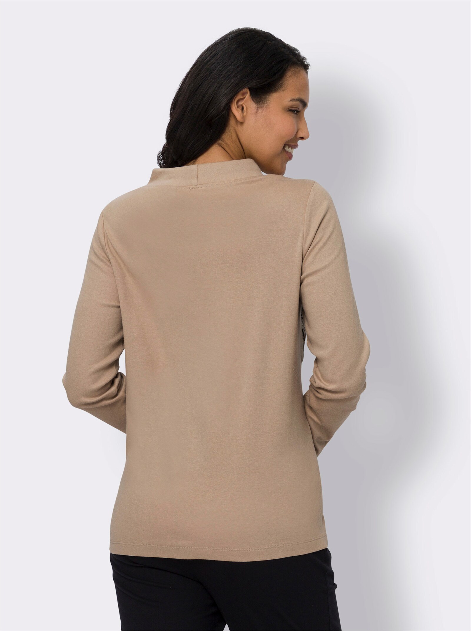 Sweatshirt med leopardinfällning - beige, tryckt