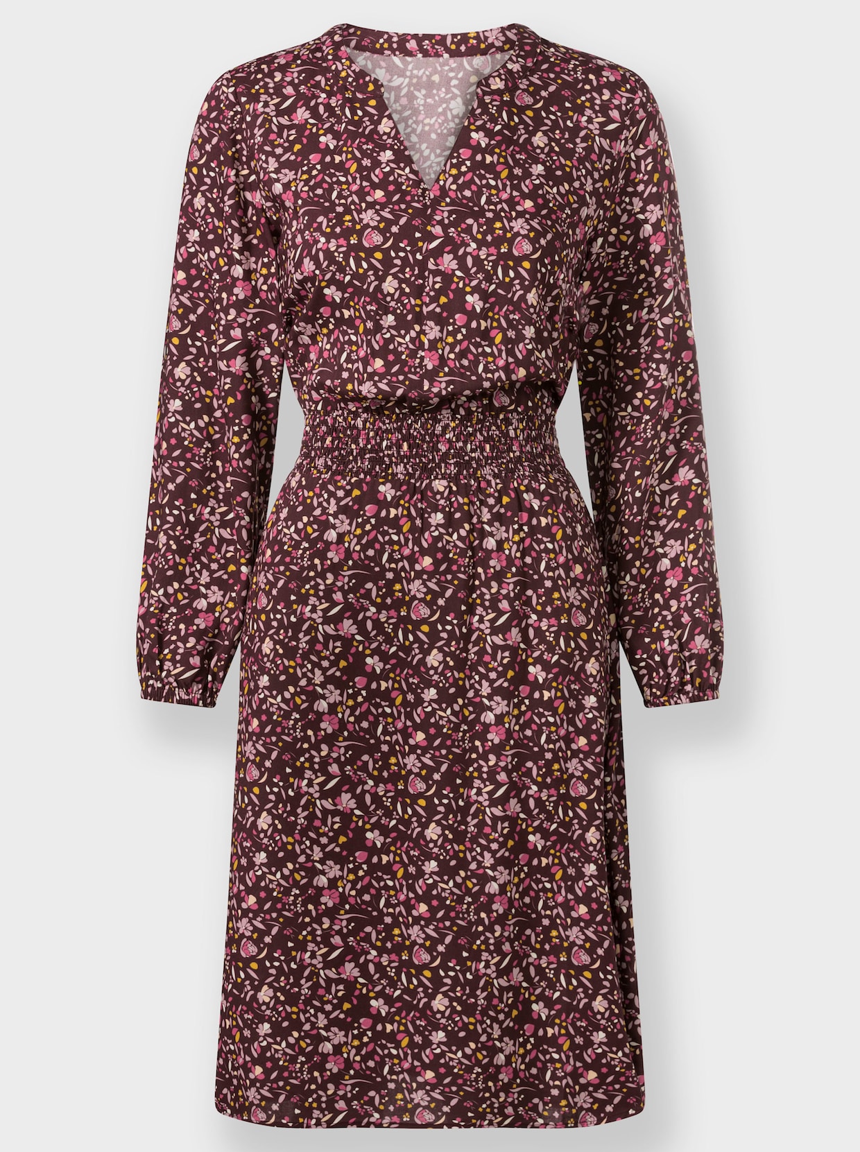 Webkleid - burgund-mauve-bedruckt