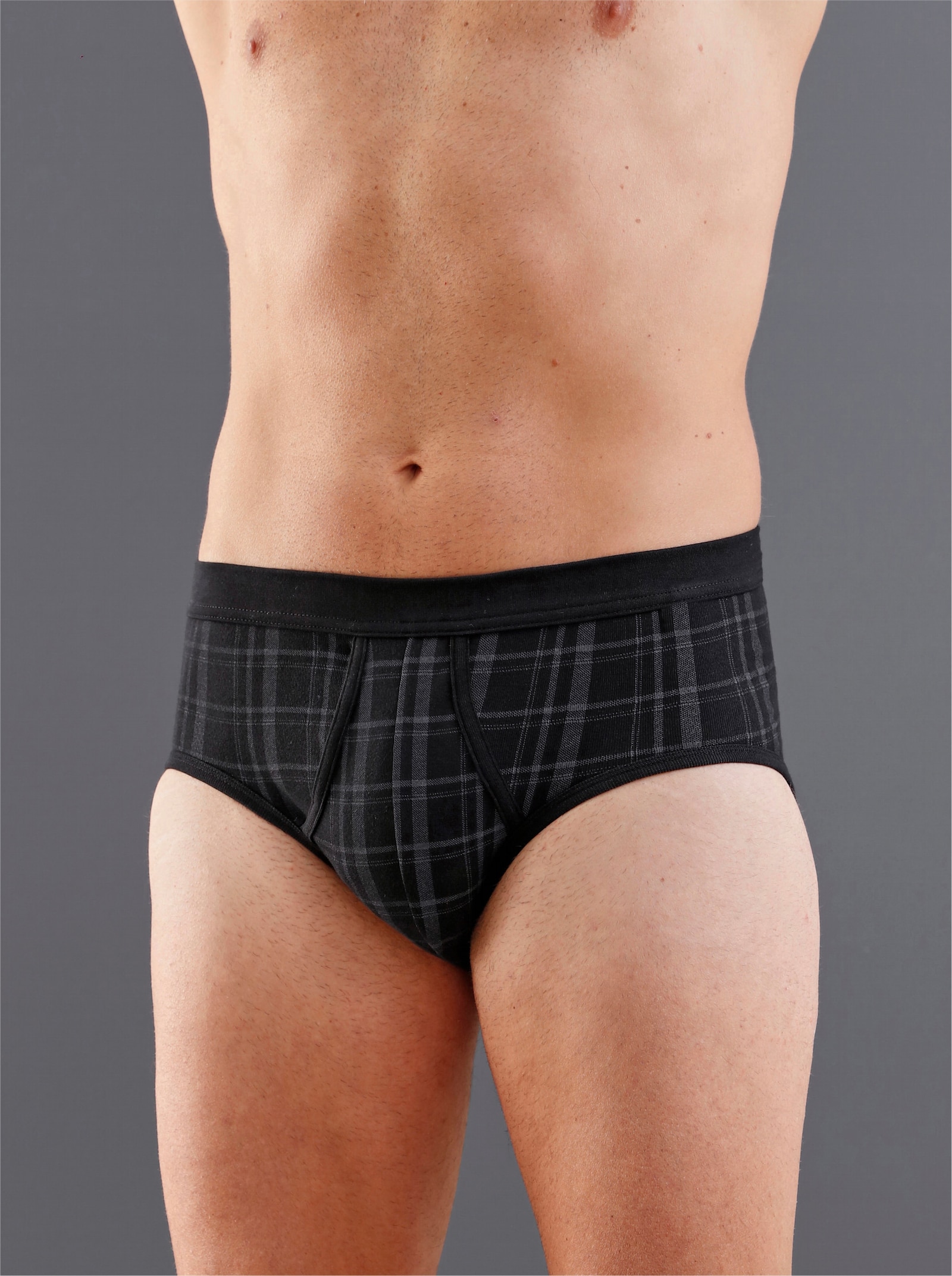 Schiesser Slipy - černá-kostka