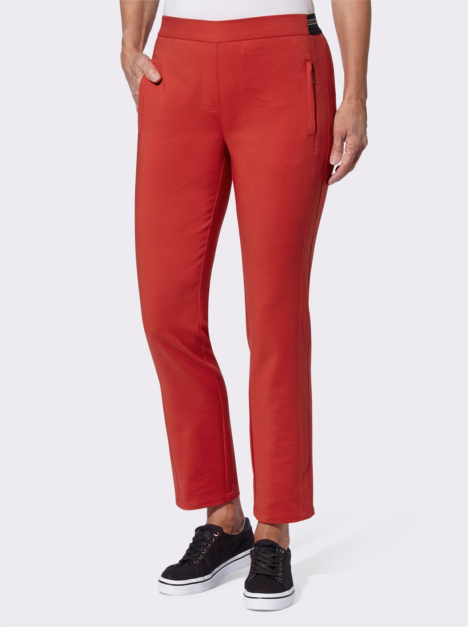 Comfortbroek met ritszakken - rood