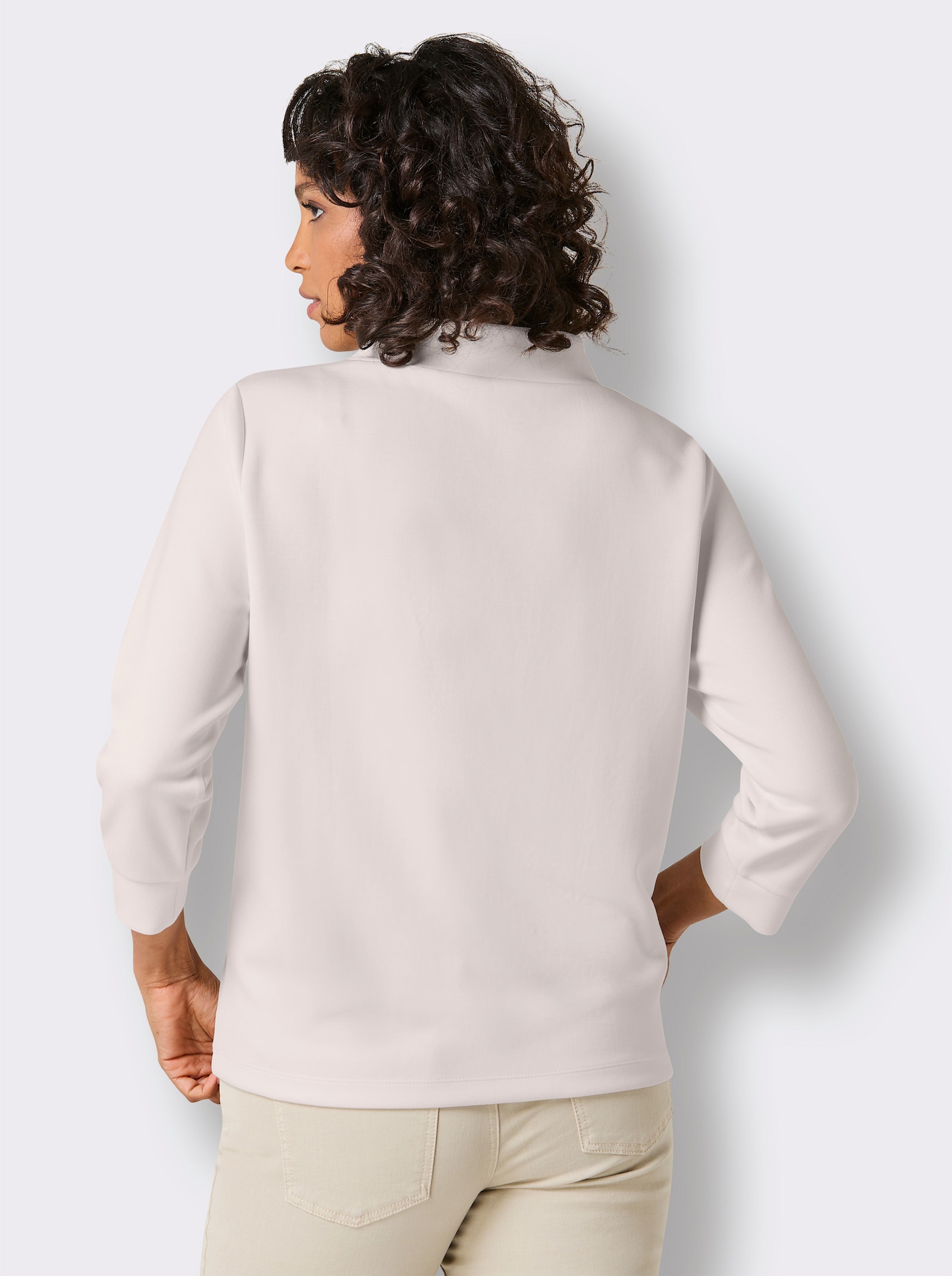 CREATION L PREMIUM Stehkragenshirt mit Kordelstickerei - ecru