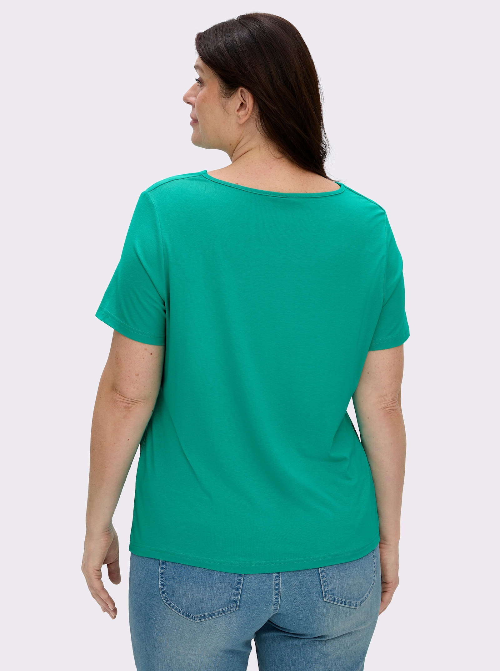 Wasserfallshirt mit kurzen Ärmeln - smaragd