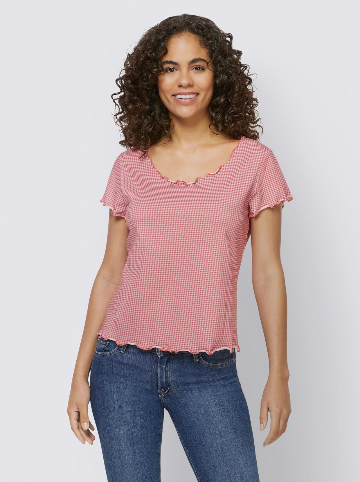 Linea Tesini Druck-Shirt - rosenquarz-weiß-bedruckt