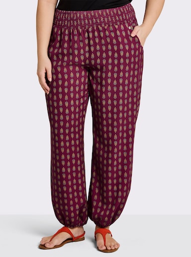 sheego Schlupfhose mit Alloverprint - bordeaux-burgund-bedruckt