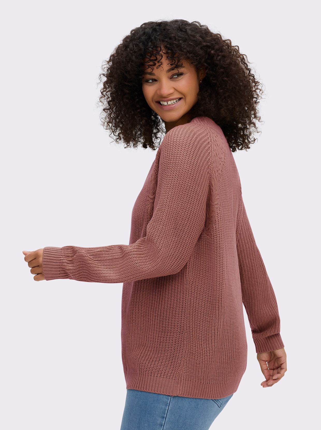 Stehkragenpullover mit Raglan-Ärmeln - rosenholz