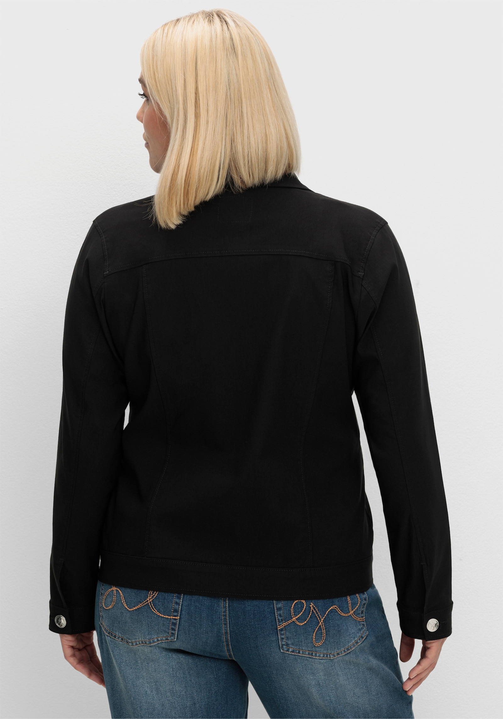 sheego Kurzjacke in taillierter Form, aus Bengalin - schwarz