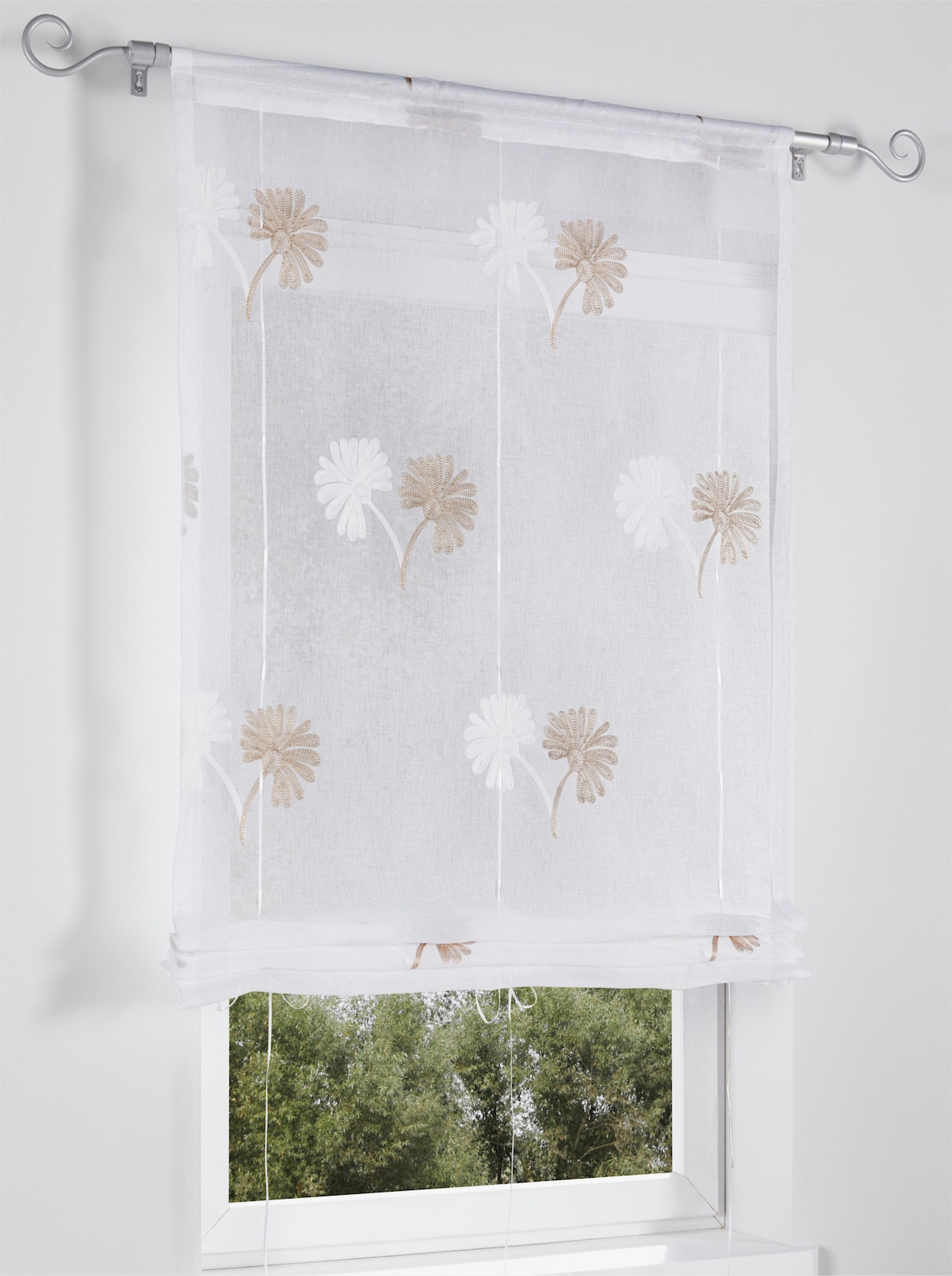 heine home bandjesrolgordijn - taupe/offwhite