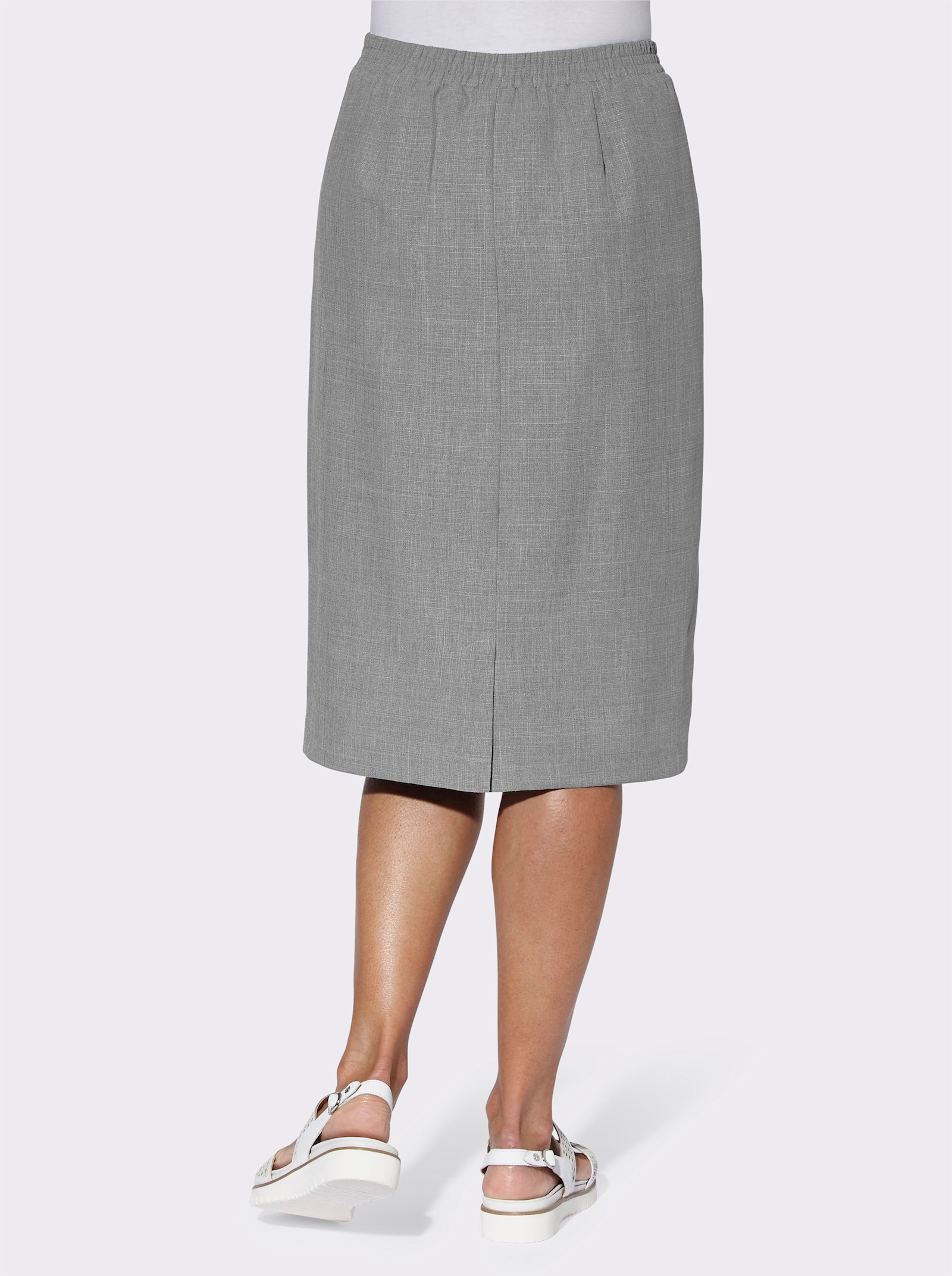 Schlupfrock in Leinen-Optik - steingrau-meliert