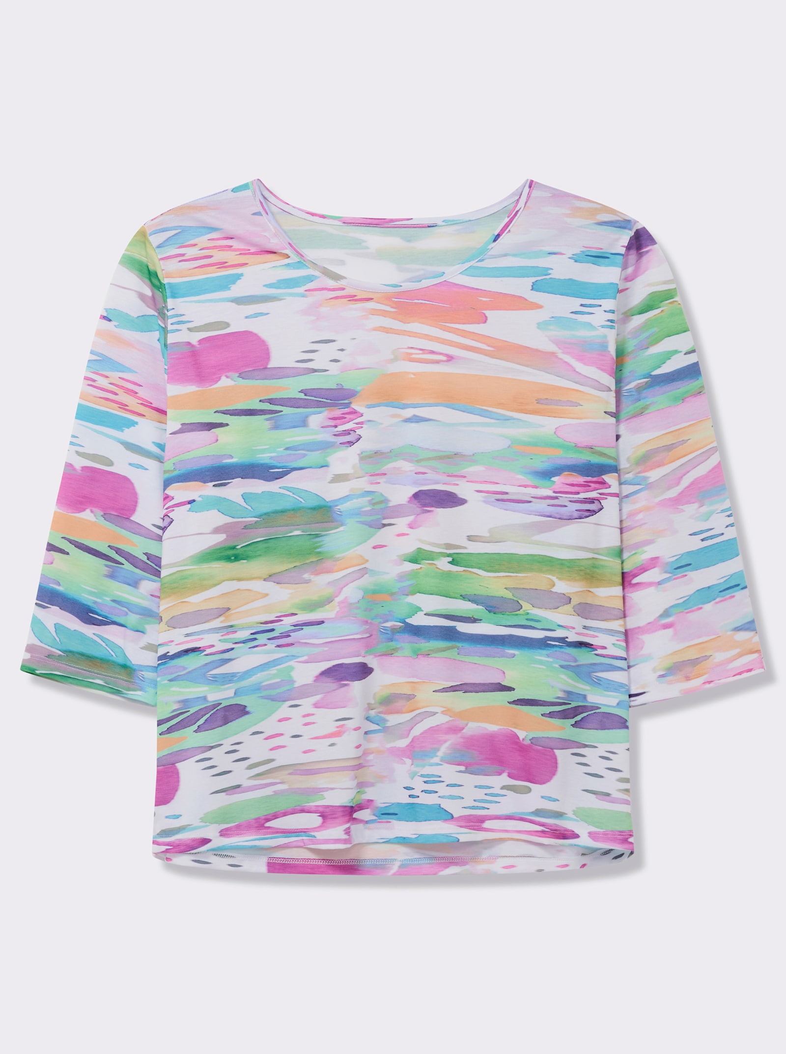 Print-Shirt mit 3/4-Ärmel - weiß-bedruckt