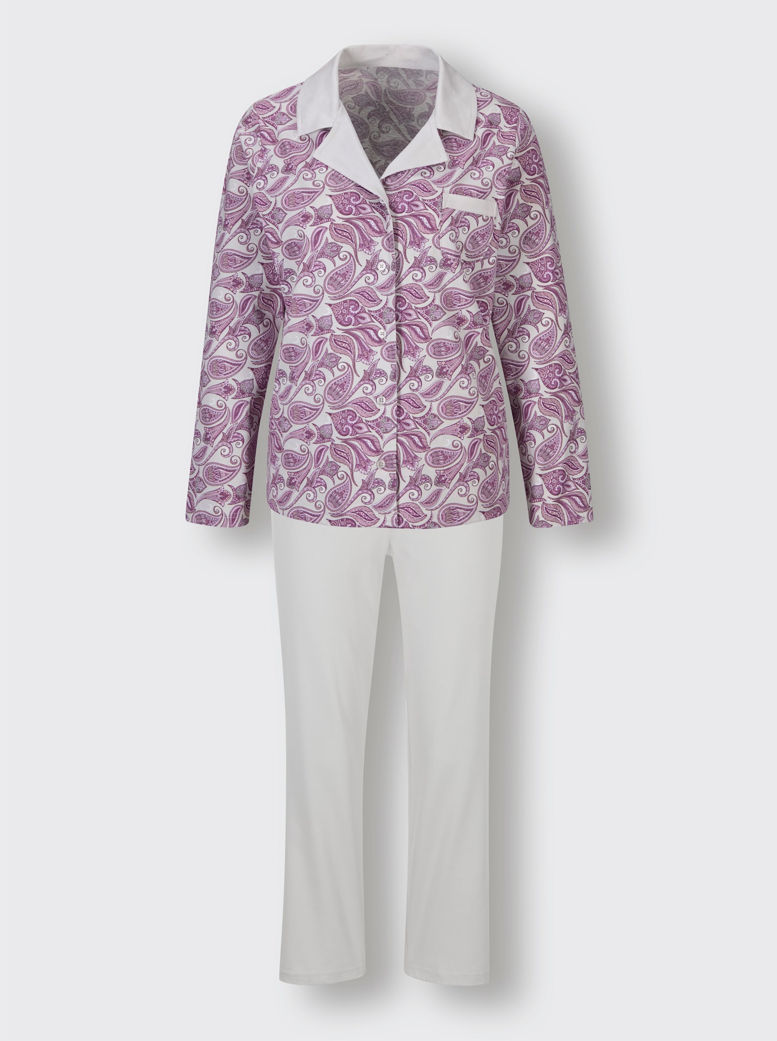 wäschepur Schlafanzug - steingrau-hellgrau-bedruckt