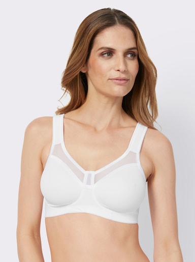 Miss Mary T-Shirt-BH ohne Bügel mit Mesh-Einsatz - weiß