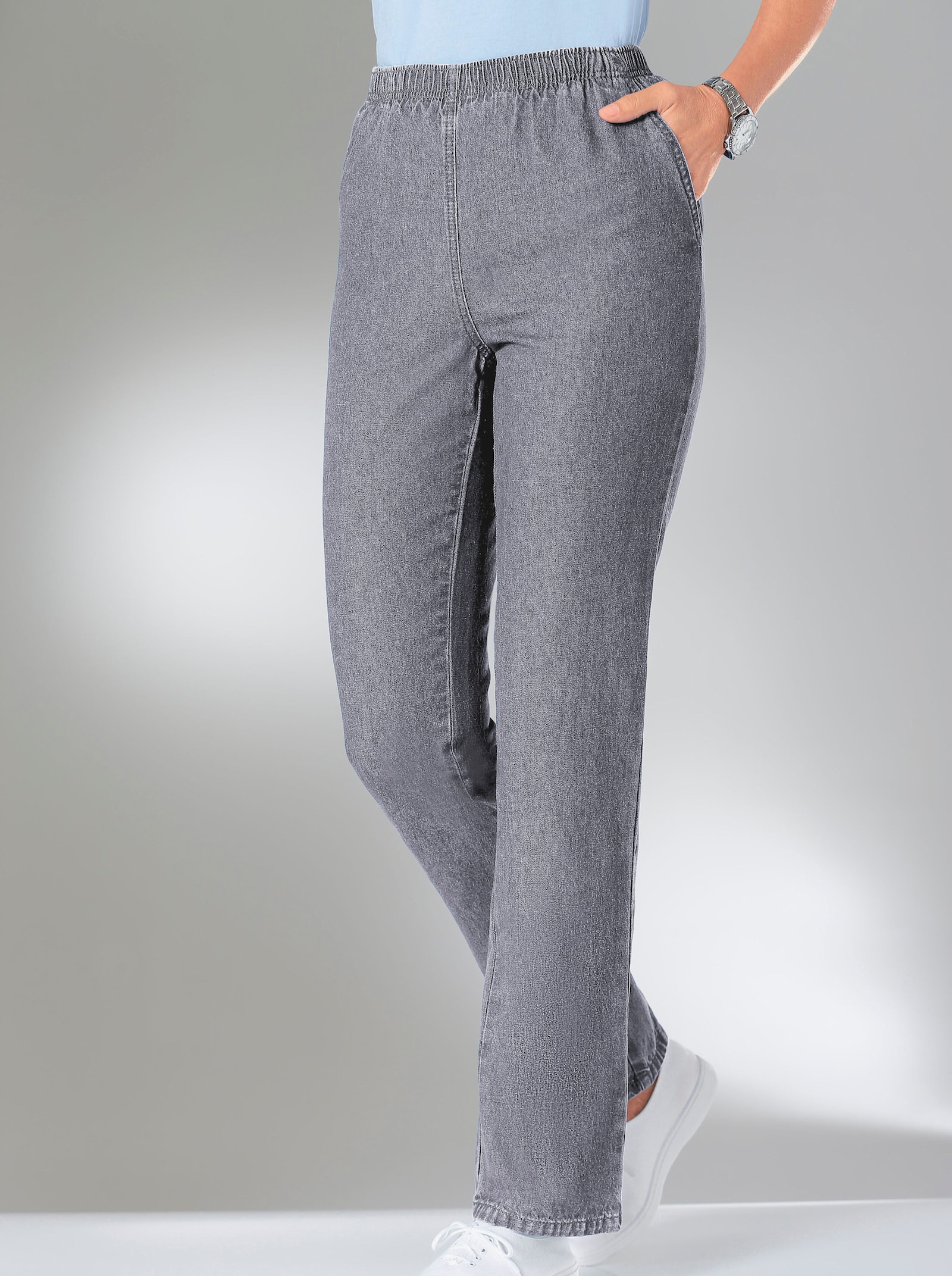 Comfortjeans met twee zijzakken - grijs