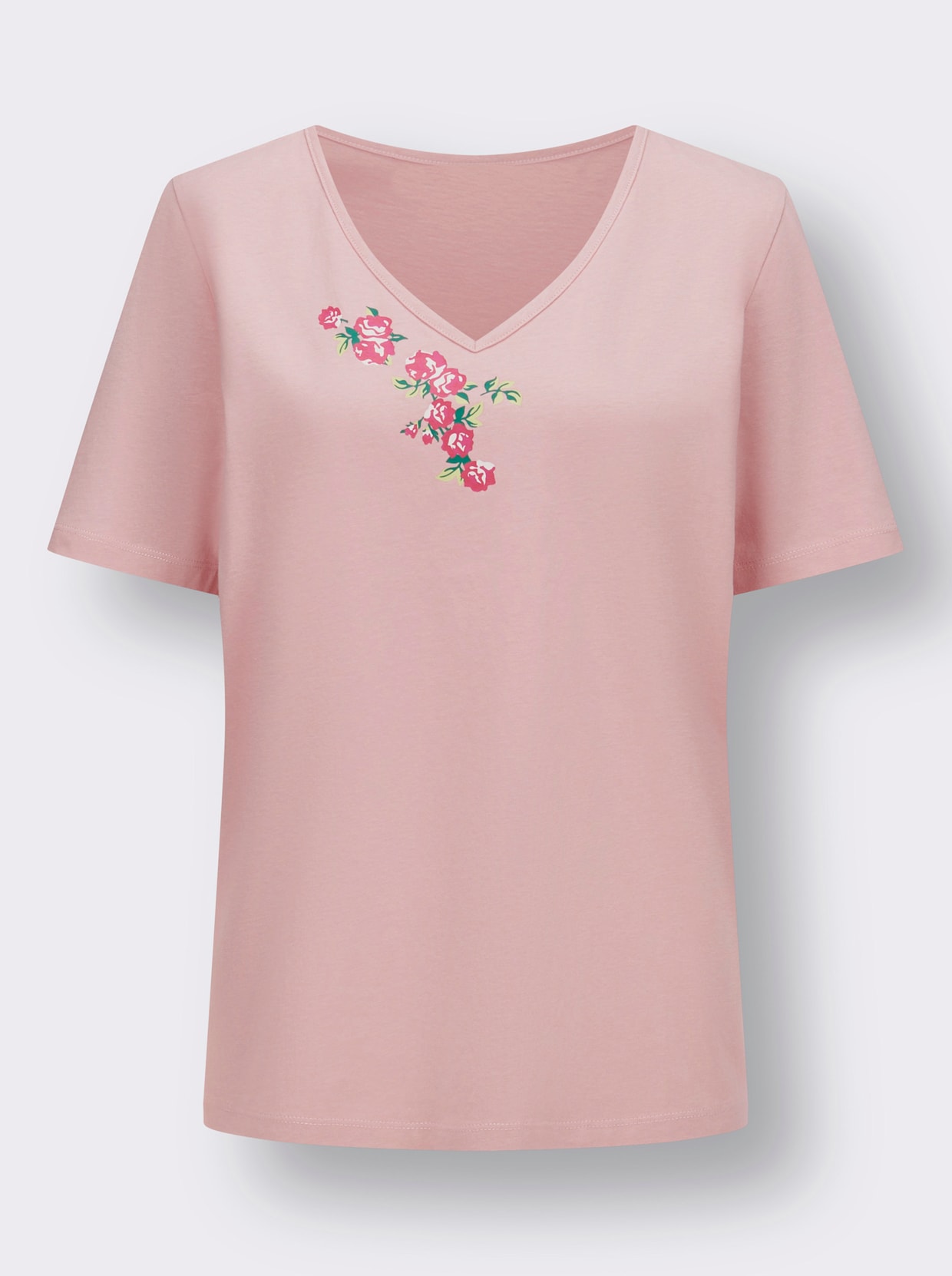 Shirt met V-hals - hortensia/pink