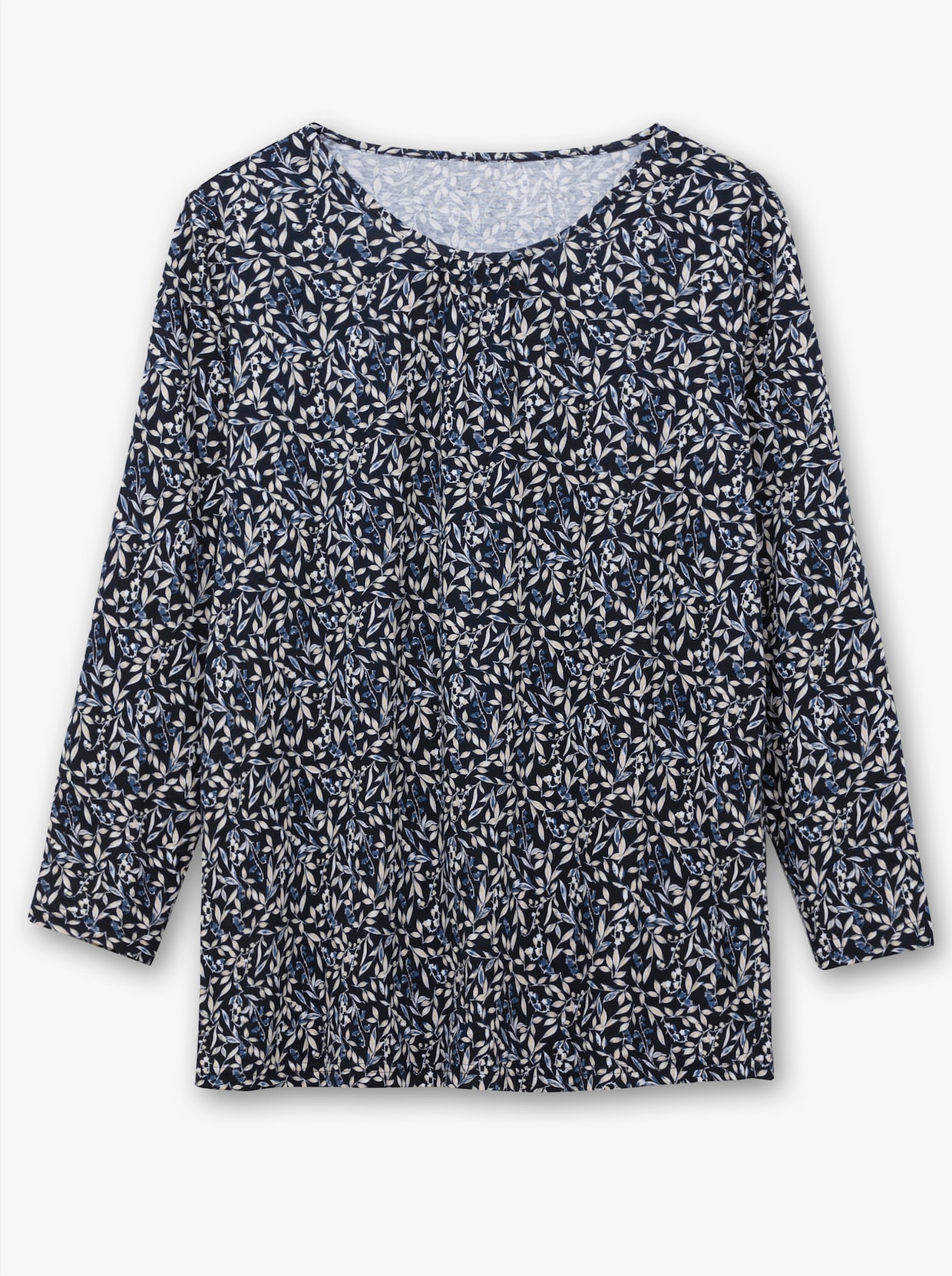 Langarmshirt mit Blüten-Dessin - marine-rauchblau-bedruckt