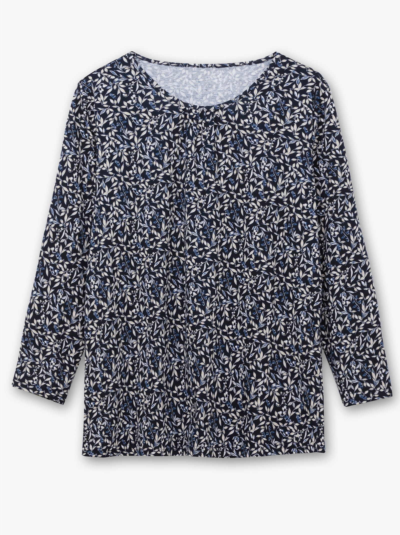 Langarmshirt mit Blüten-Dessin - marine-rauchblau-bedruckt