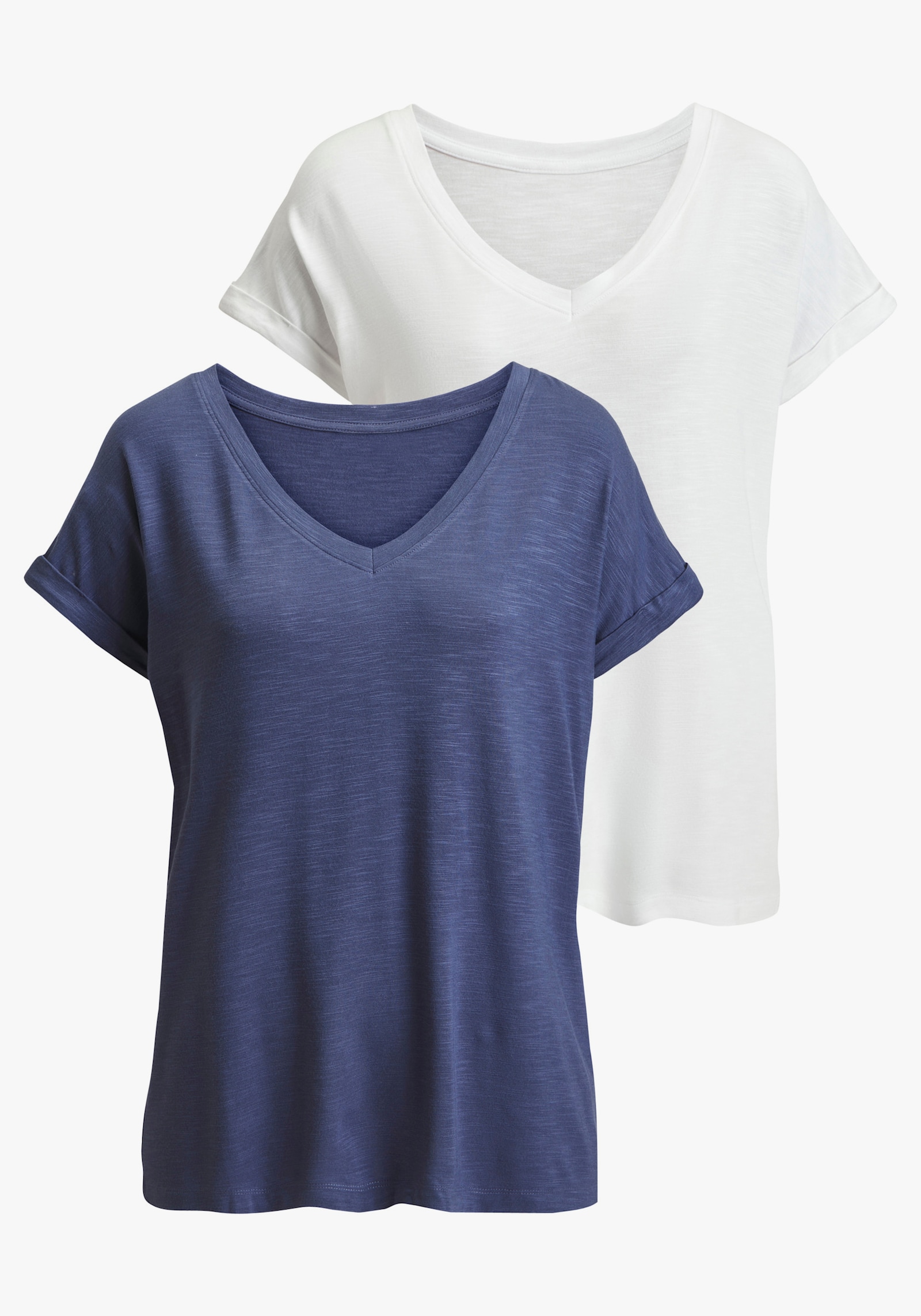 Beachtime V-Shirt - weiß + indigo