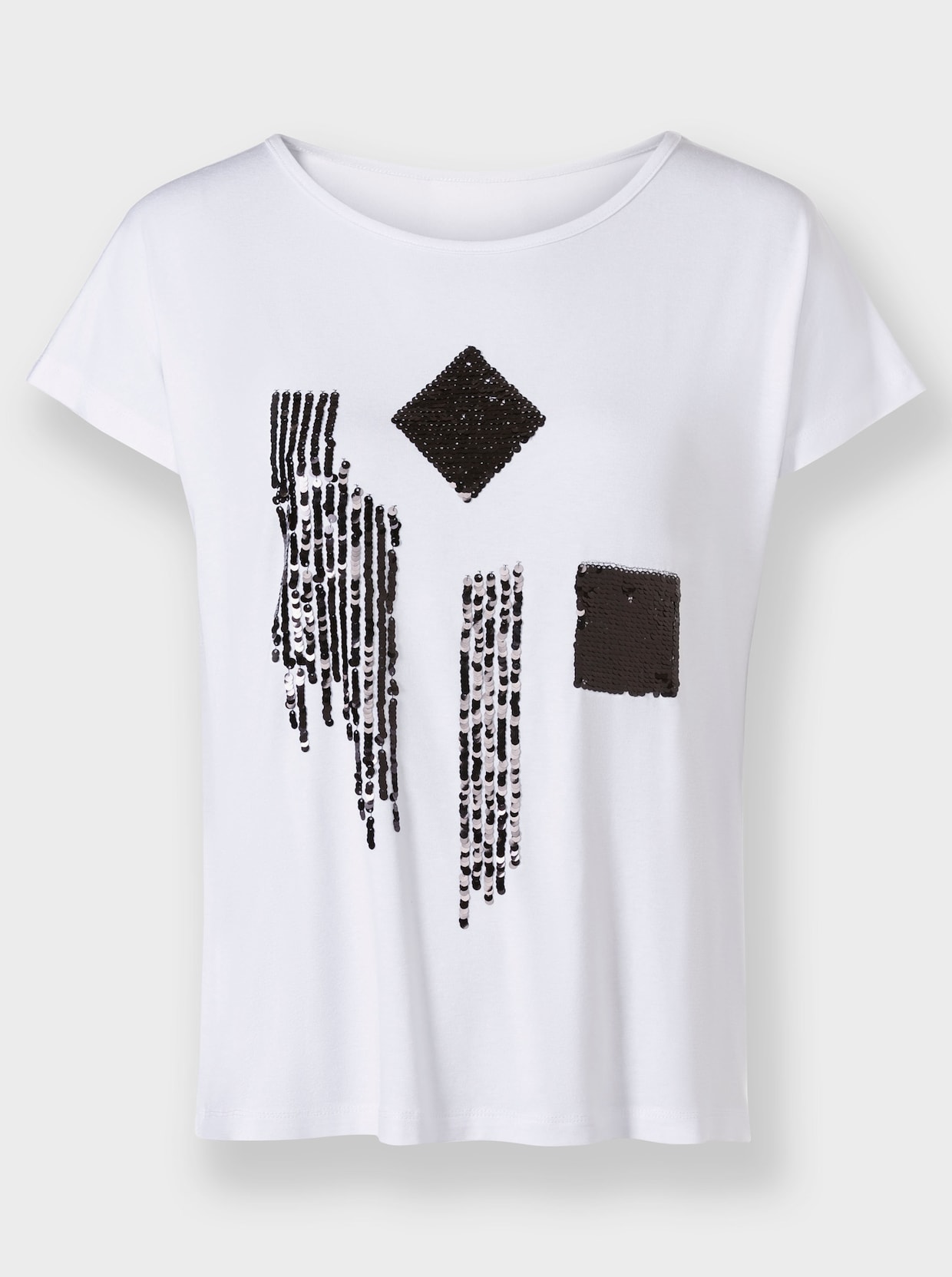 heine Shirt met korte mouwen - wit/zwart gedessineerd