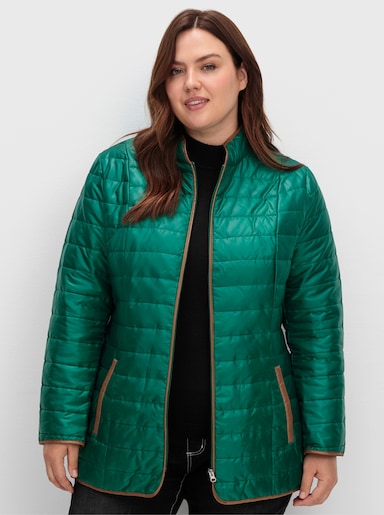 Steppjacke mit kontrastfarbigem Futter - tannengrün