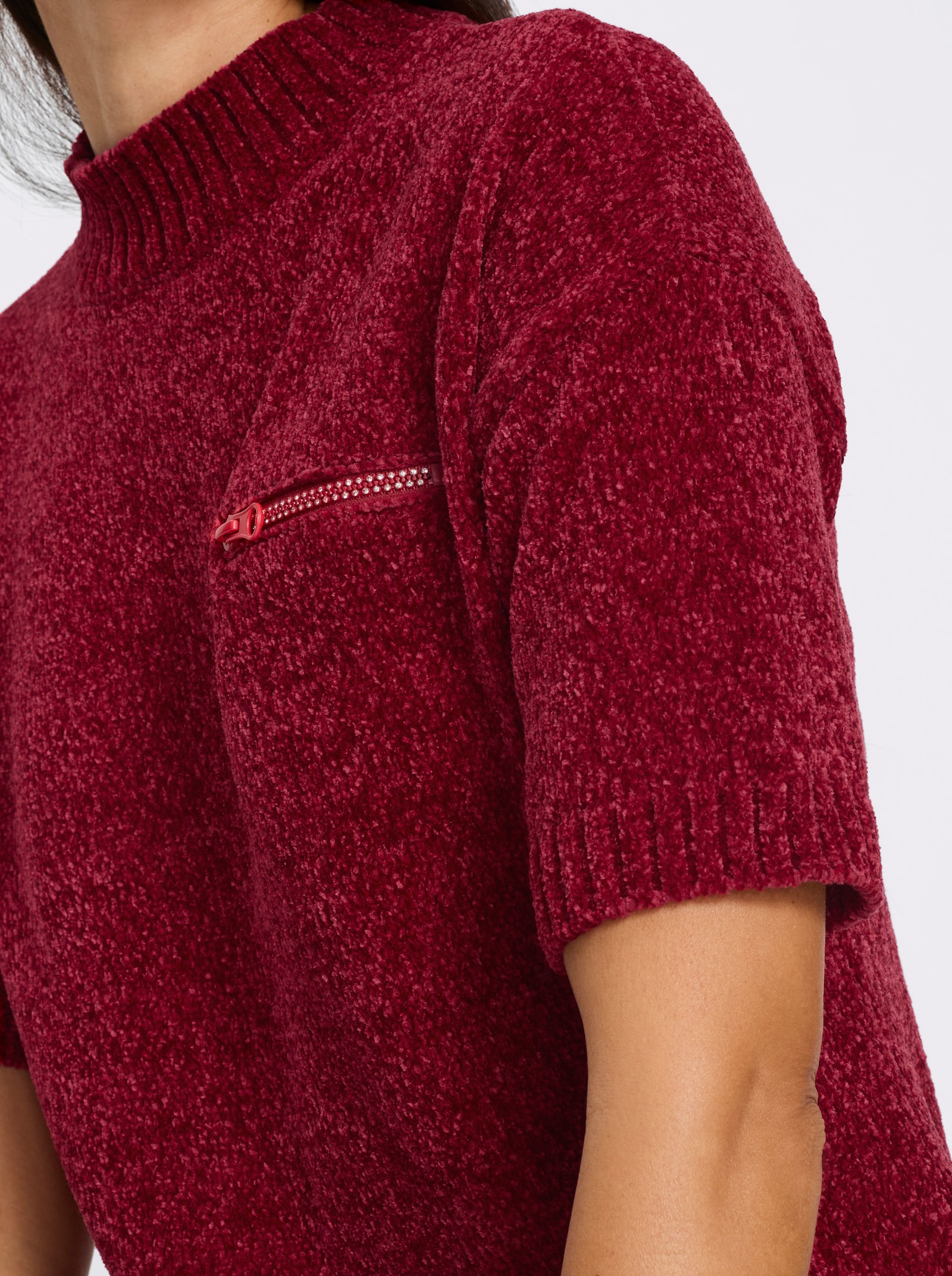 heine Lange pullover met opstaande kraag - kers