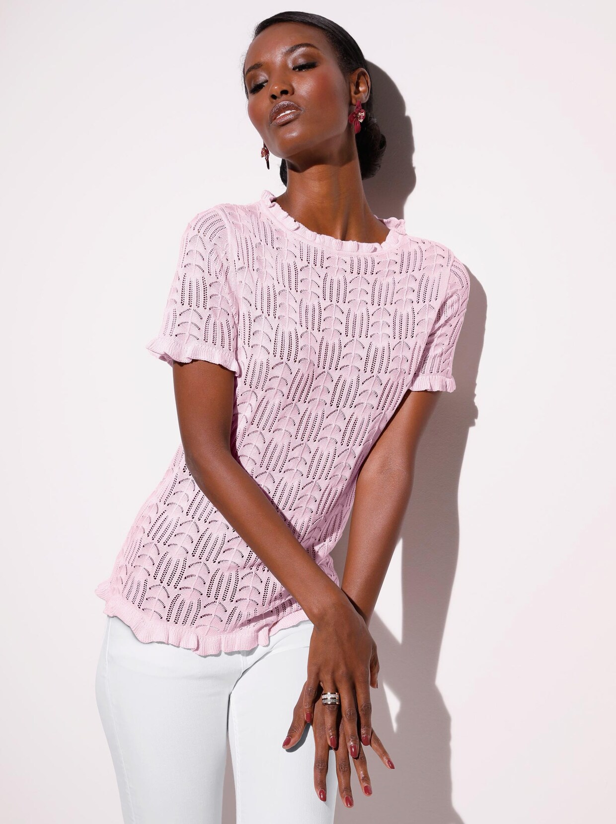 Pullover met korte mouwen - roze