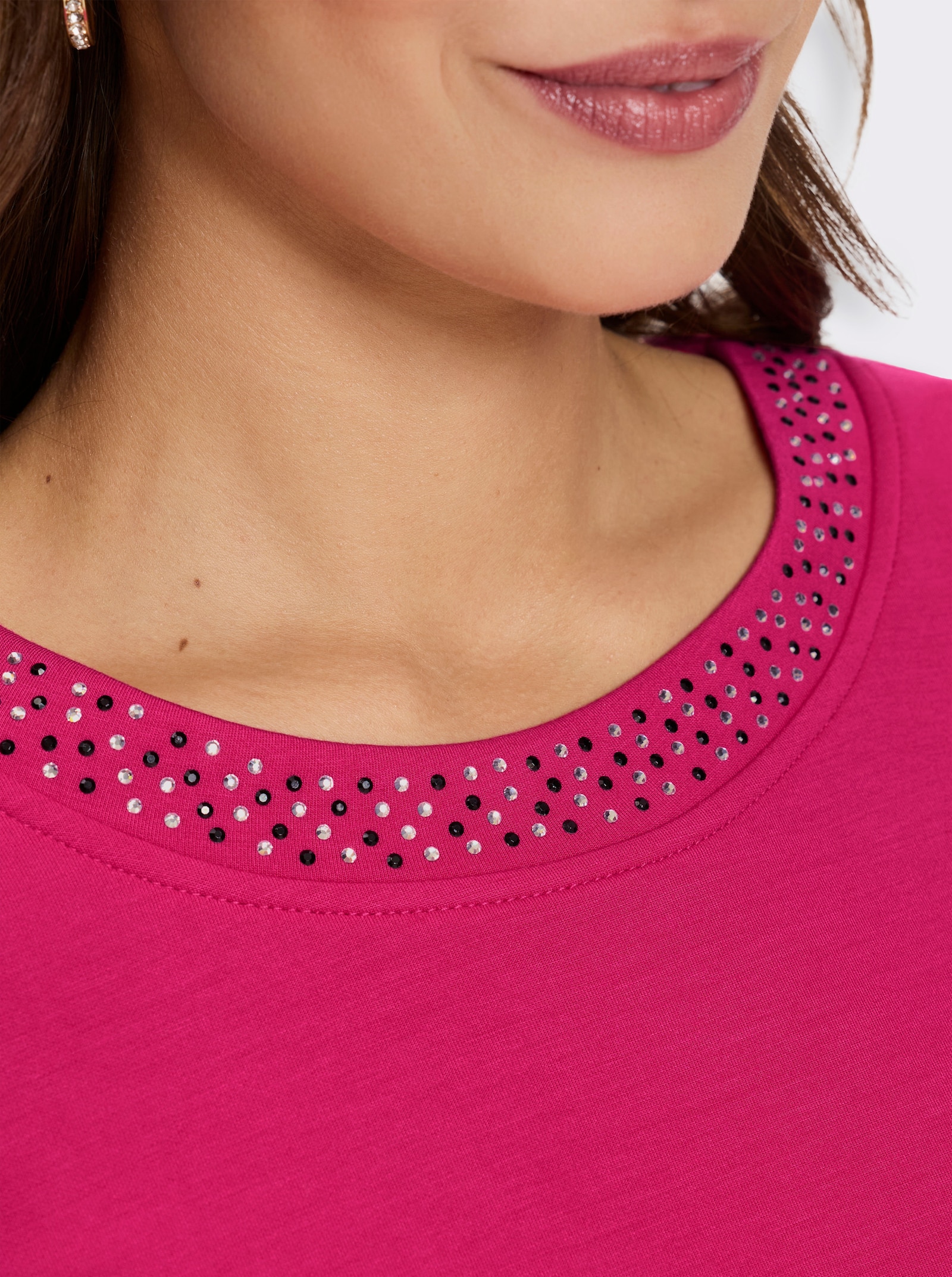 Sweatshirt mit Glitzersteinchen - pink