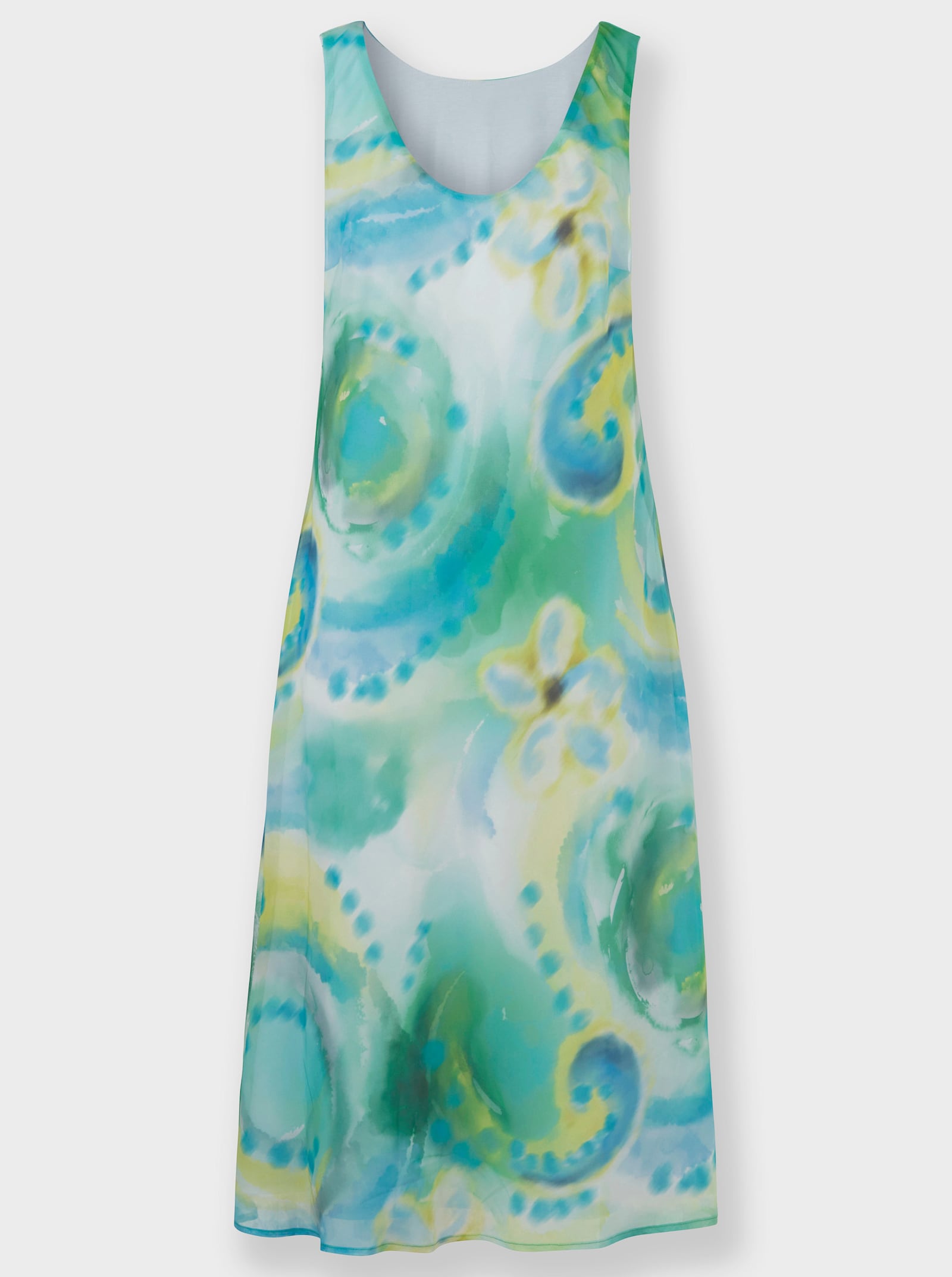 heine Druckkleid in Schlupfform - grasgrün-aqua-bedruckt
