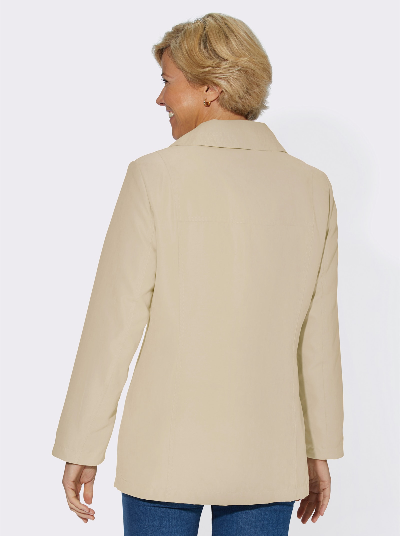 Übergangsjacke in Veloursleder-Optik - sand