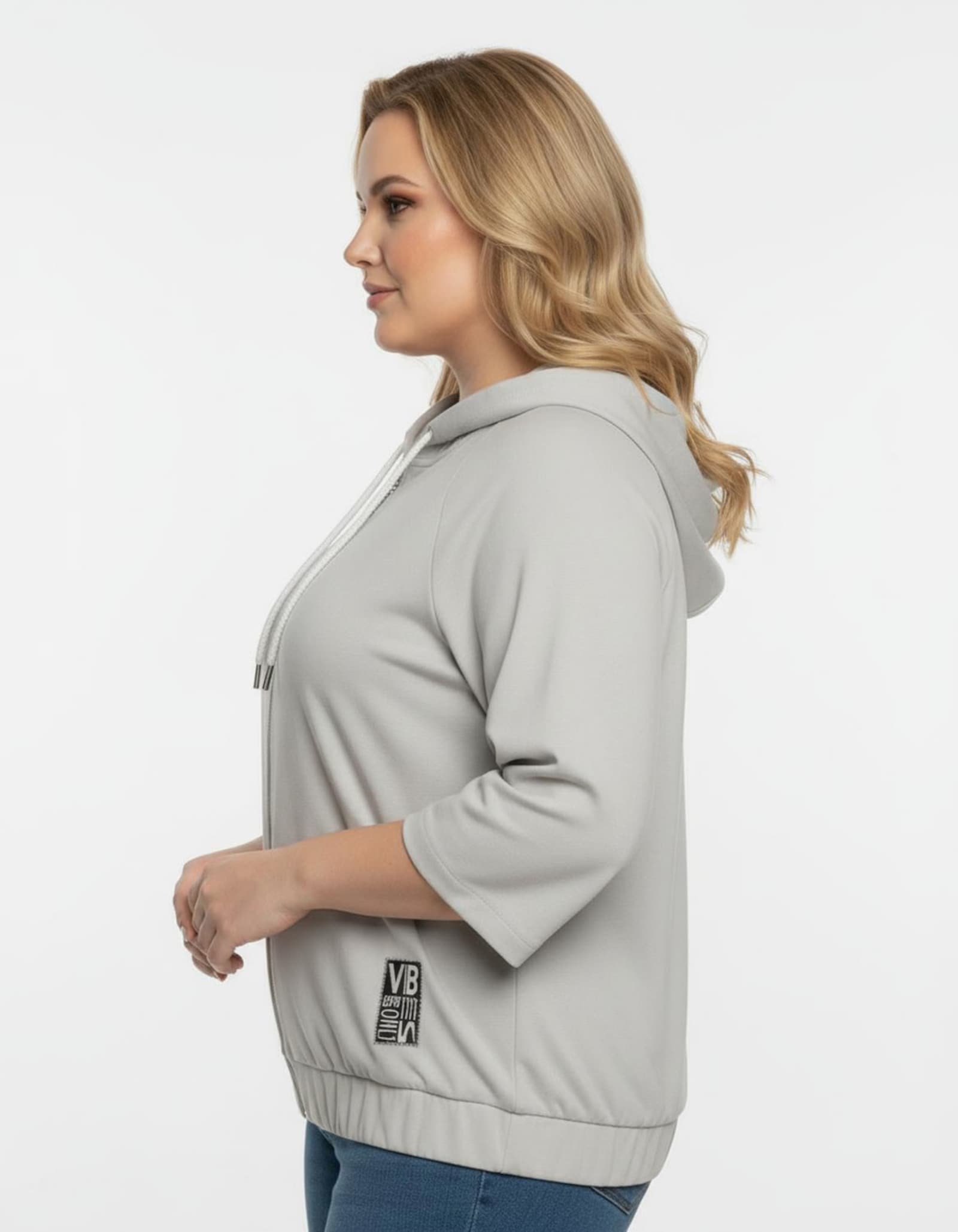 Shirtjacke mit Kapuze - hellgrau