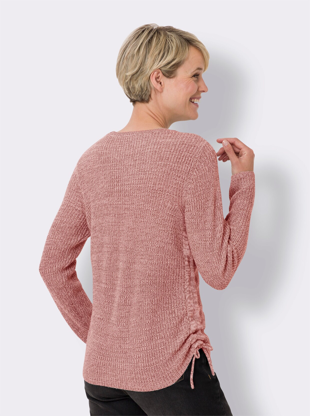 Strickpullover - rosenholz-ecru-meliert