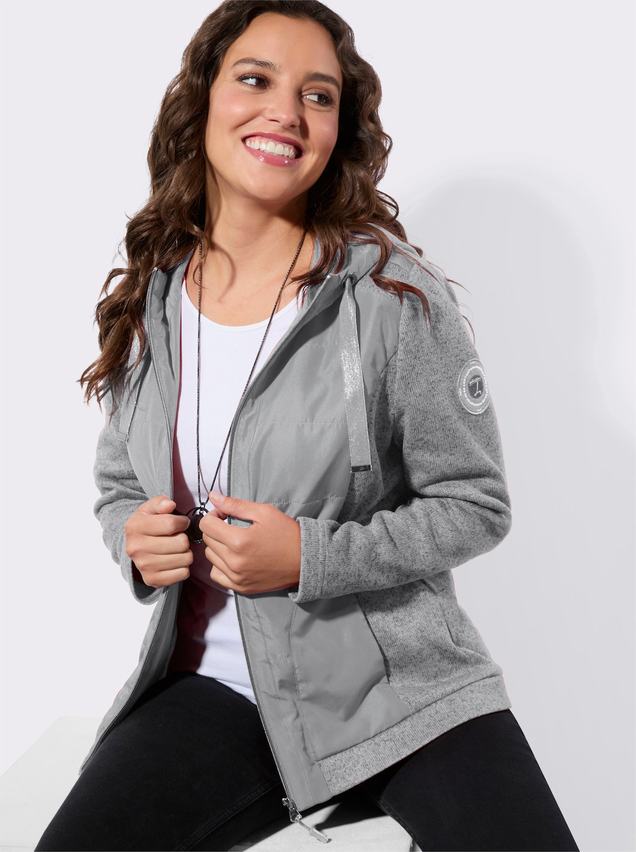 Shirtjacke - steingrau-meliert