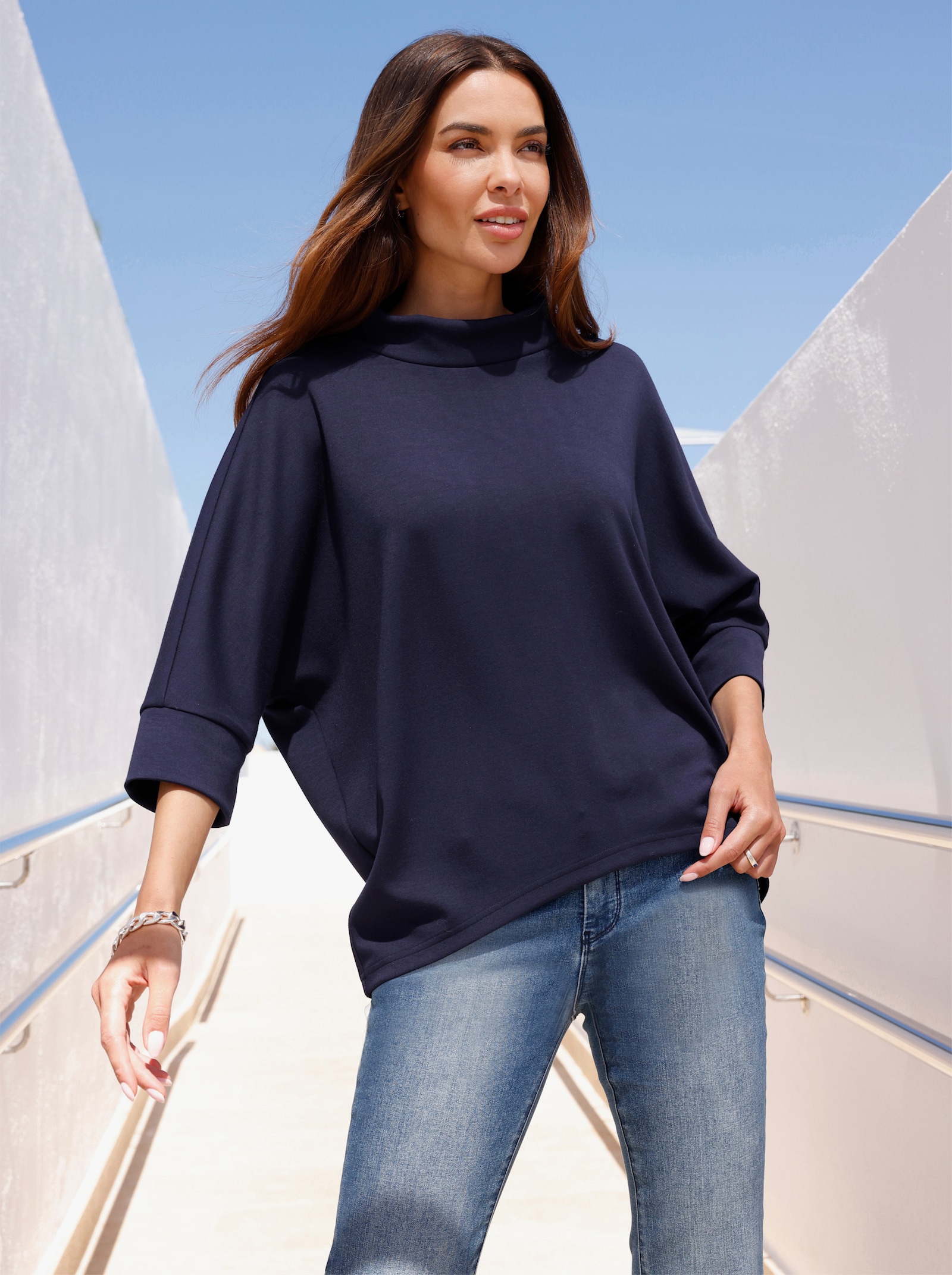 heine Sweatshirt mit Fledremausärmeln - marine