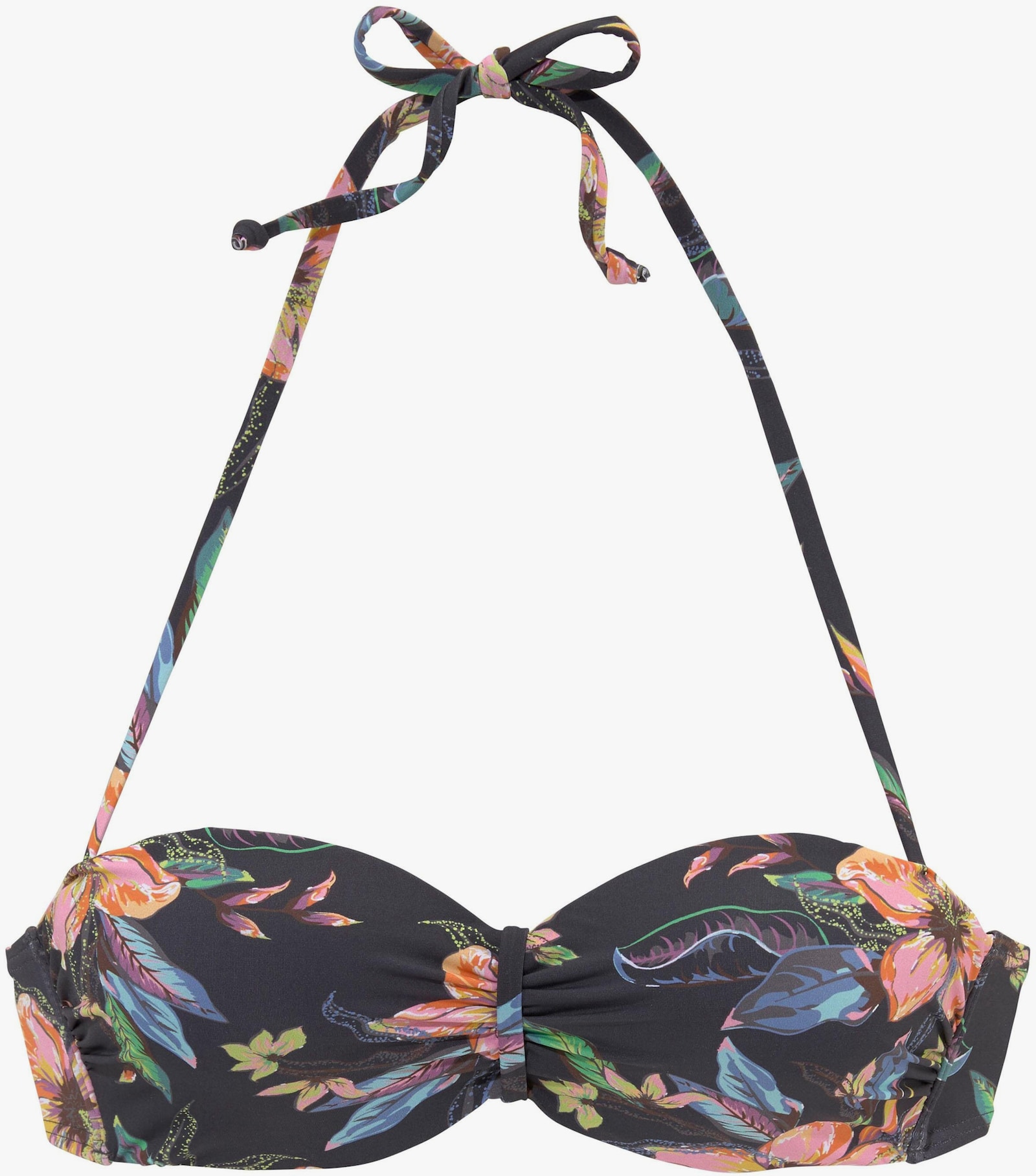 LASCANA Bügel-Bandeau-Bikini-Top - anthrazit-bedruckt