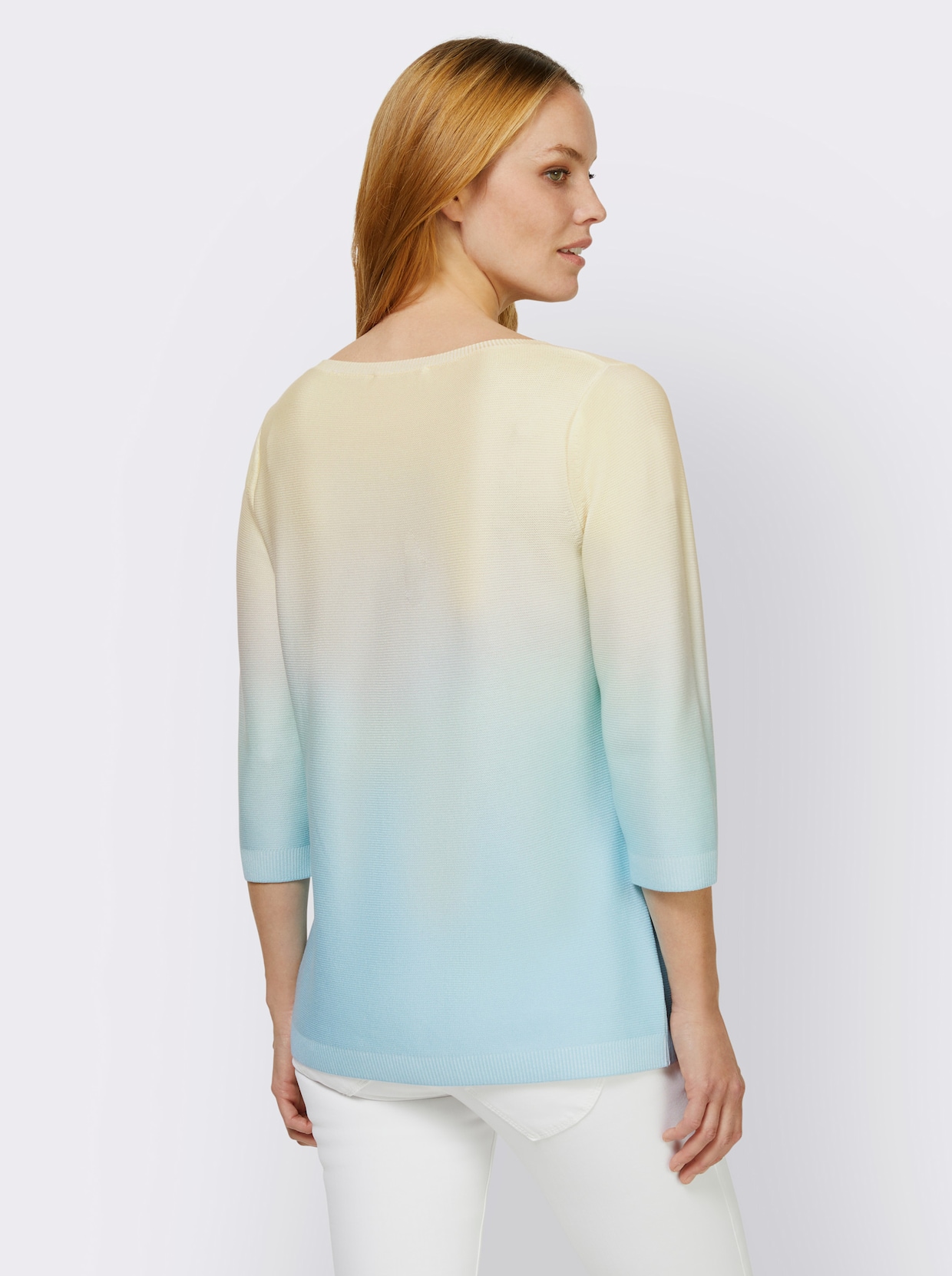 heine Pullover met 3/4-mouwen - aqua/citroen gedessineerd