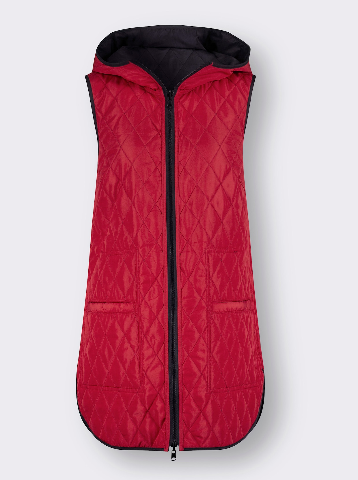 Doorgestikte bodywarmer - rood/zwart