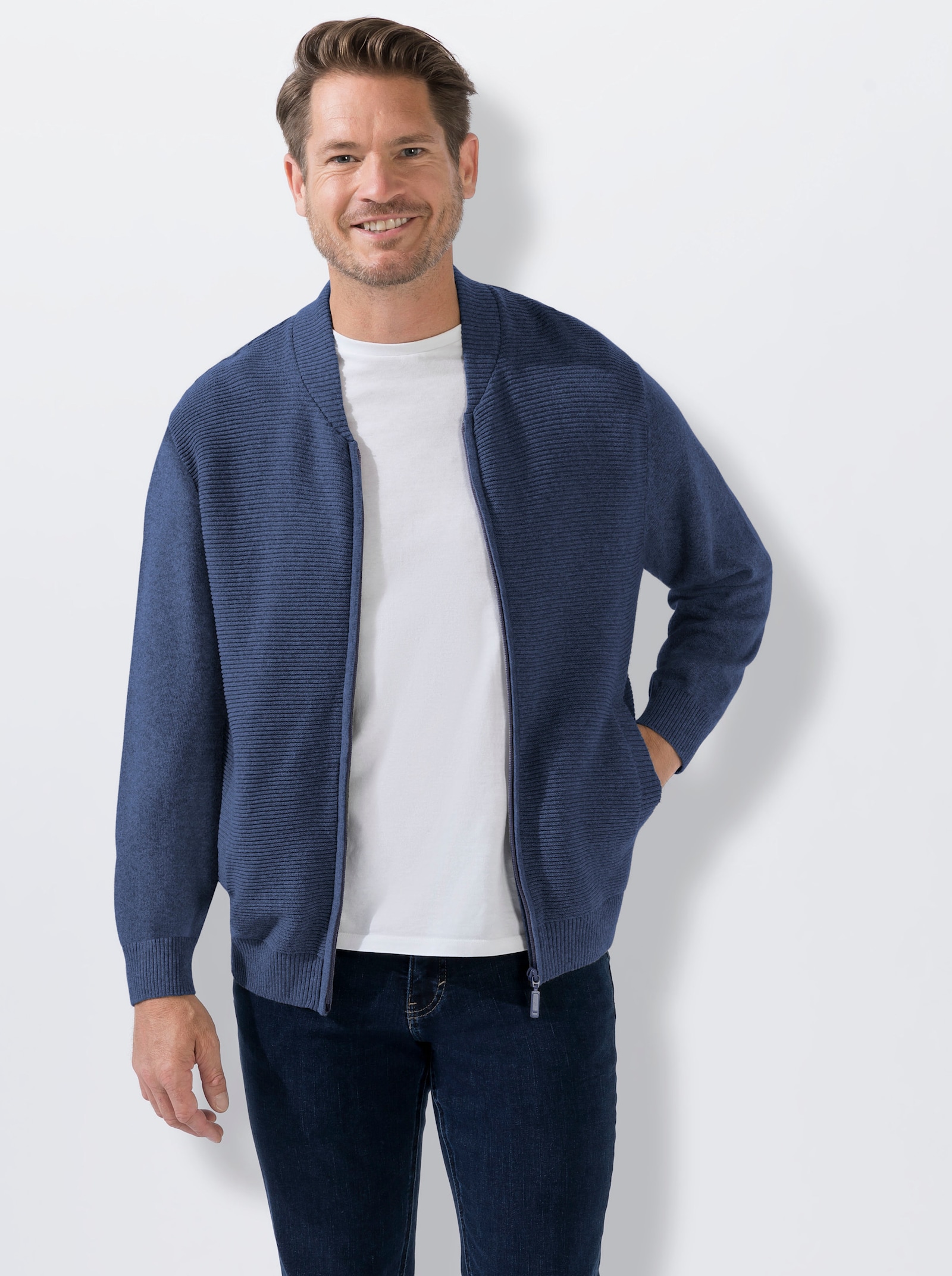 Marco Donati Strickjacke - jeansblau-meliert