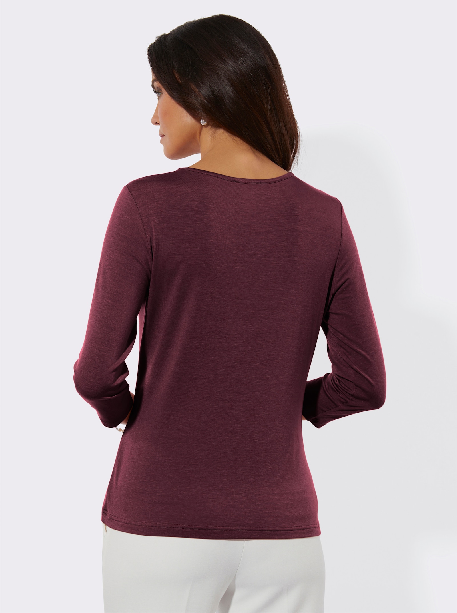 3/4-Arm-Shirt mit Mesh-Einsatz - burgund