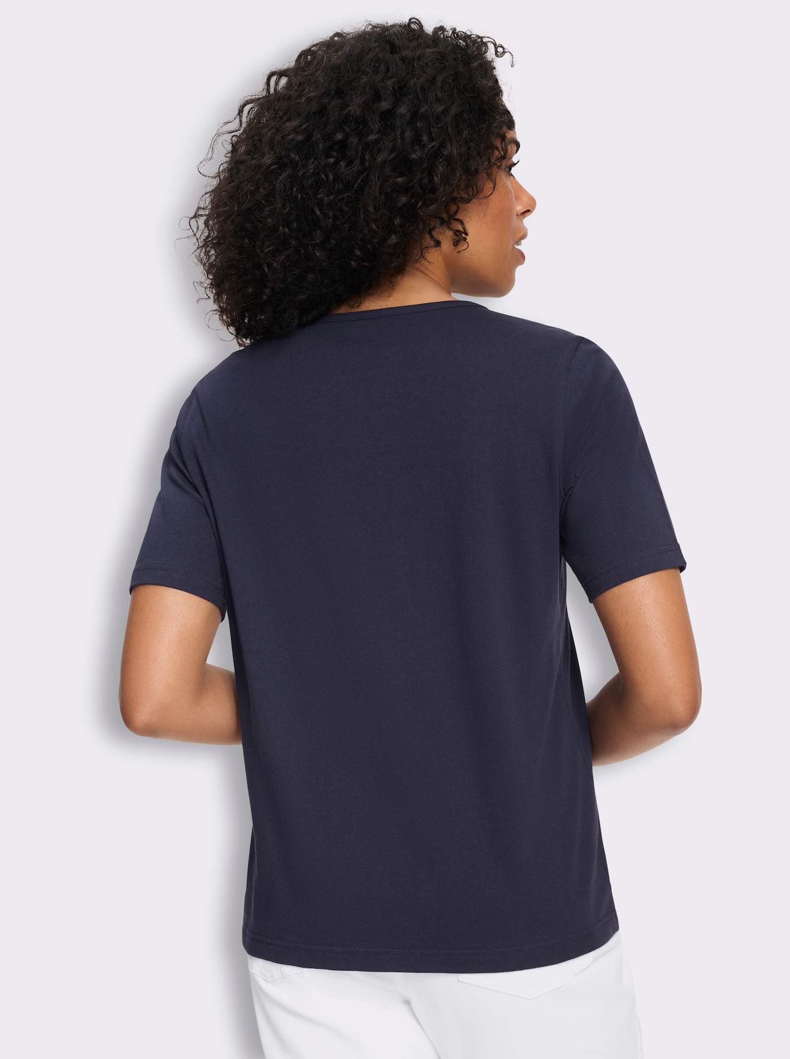 Shirt met korte mouwen en maritieme print - marine/wit