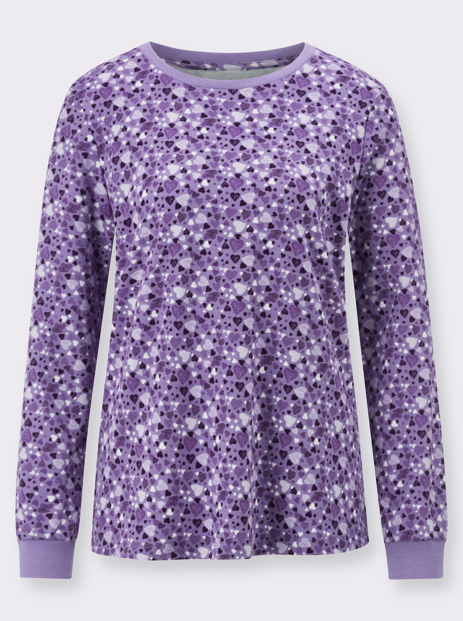 Sweatshirt met hartjes - lavendel-lila-bedruckt