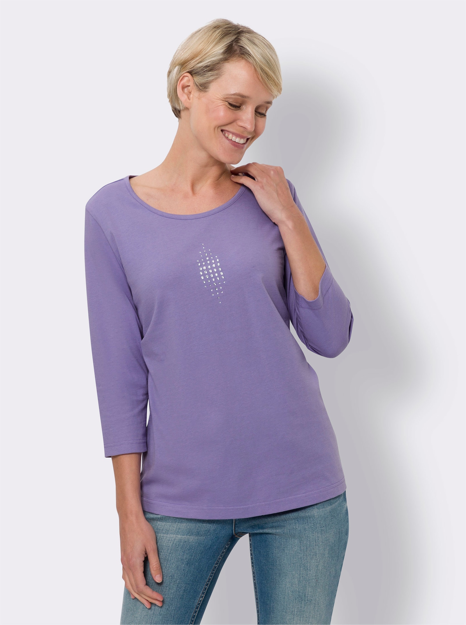 Tričko s 3/4 rukávem v balení po 2 ks - šampaňská + levand.