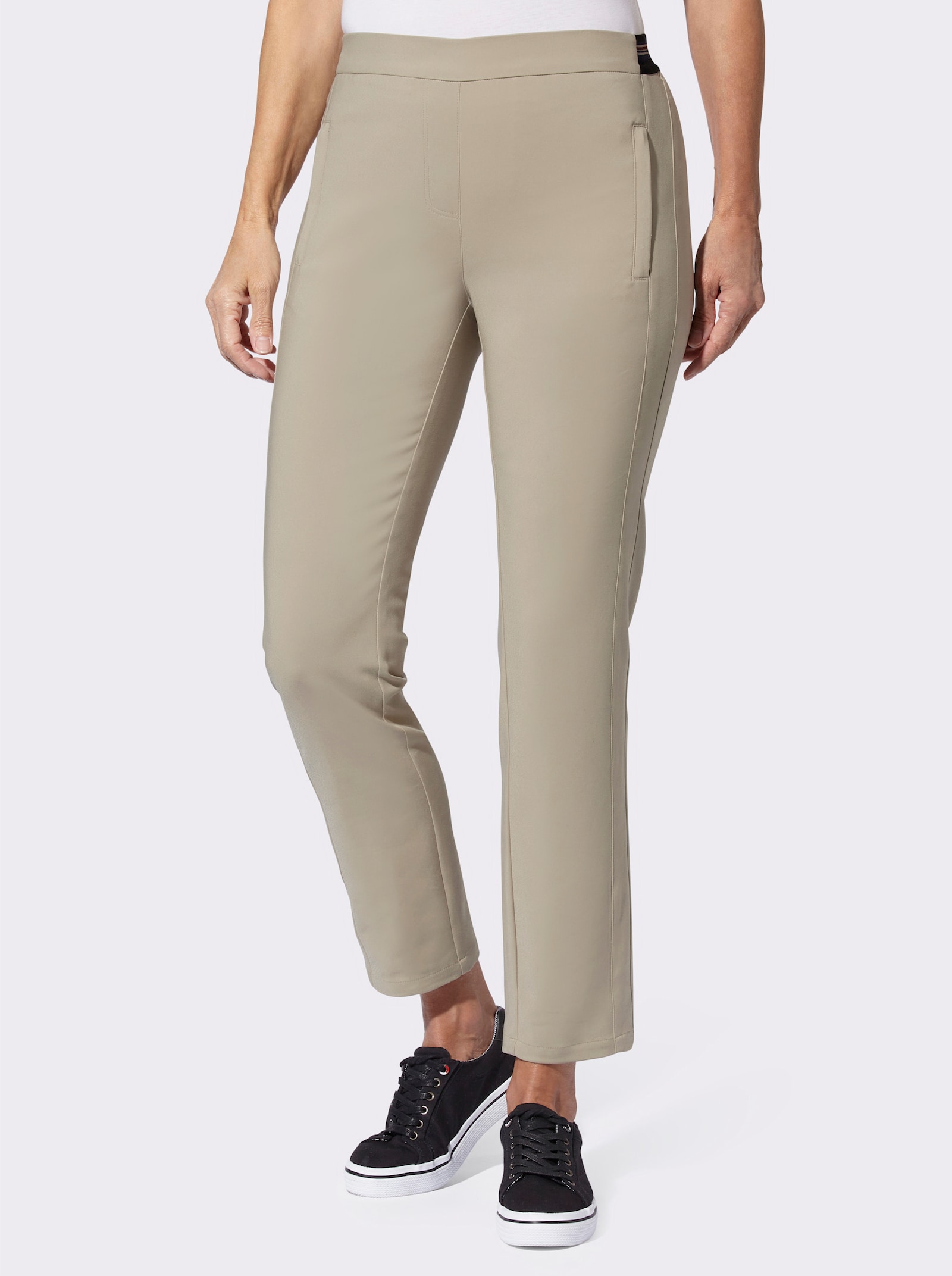 Comfortbroek met ritszakken - leem