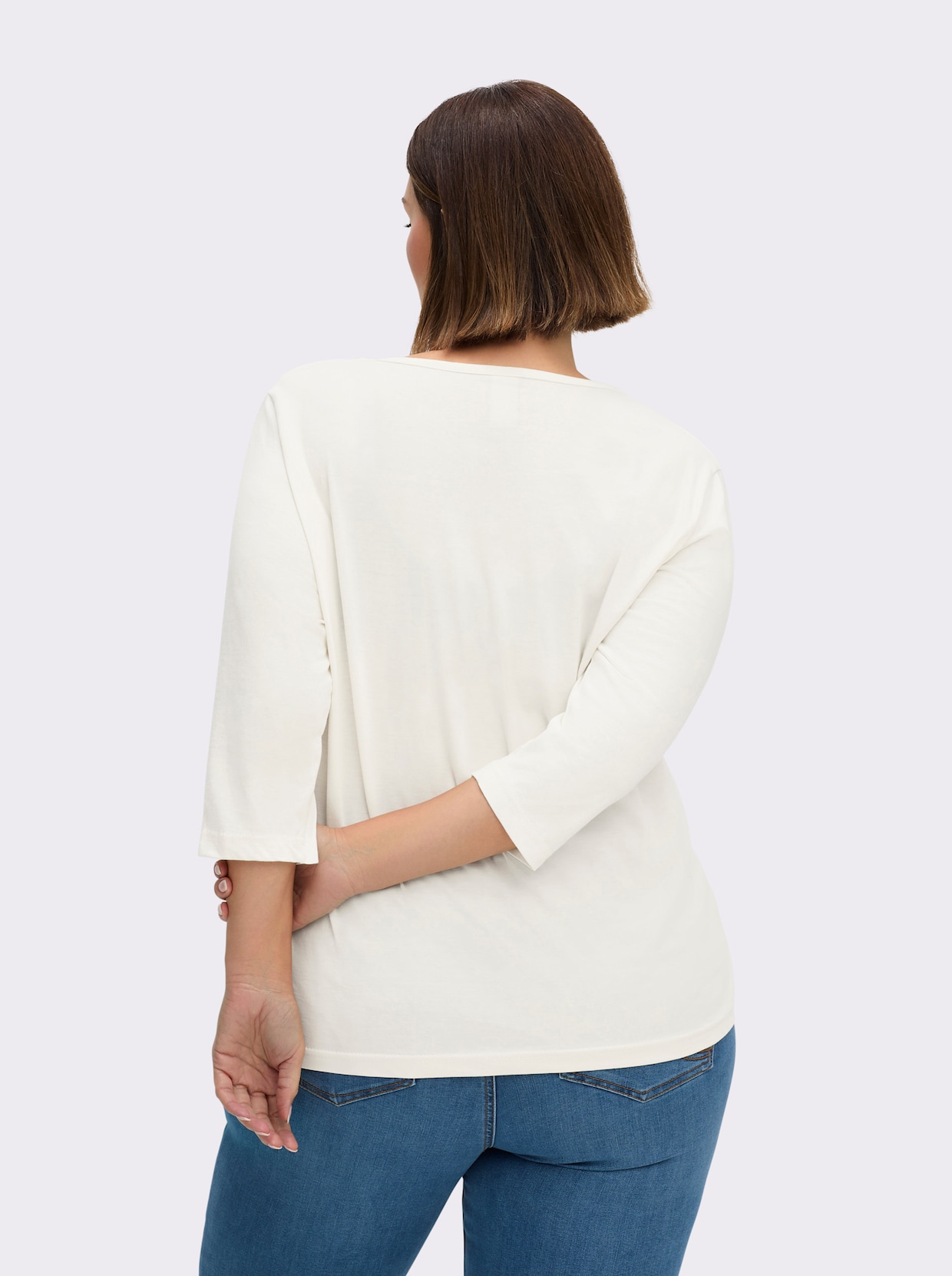 3/4-Arm-Shirt mit Ziersteinchen - ecru