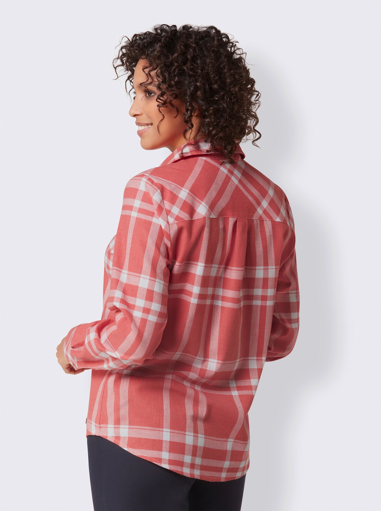CREATION L PREMIUM Baumwollbluse - grapefruit-ecru-kariert