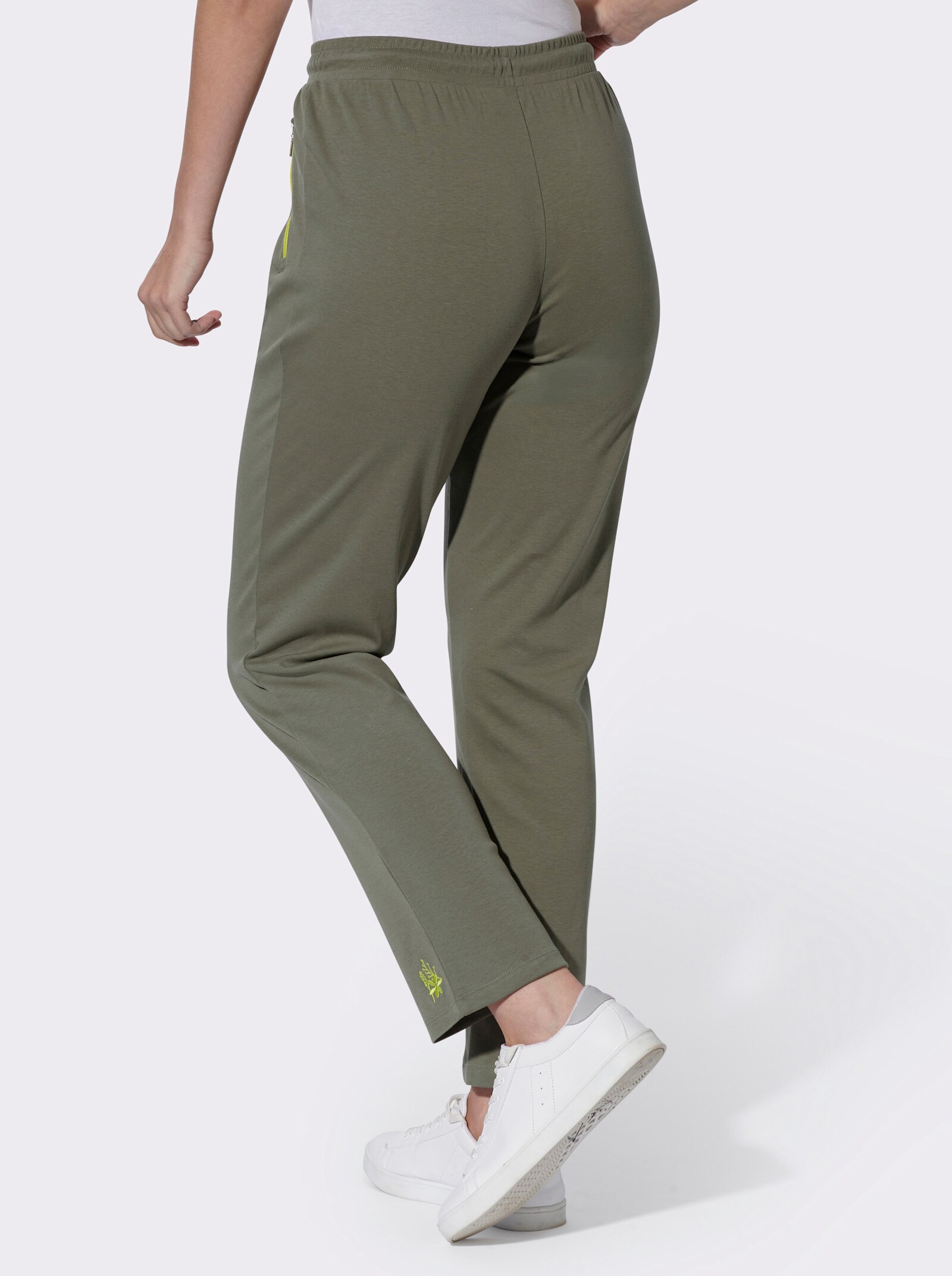 Freizeithose mit Stickerei - khaki