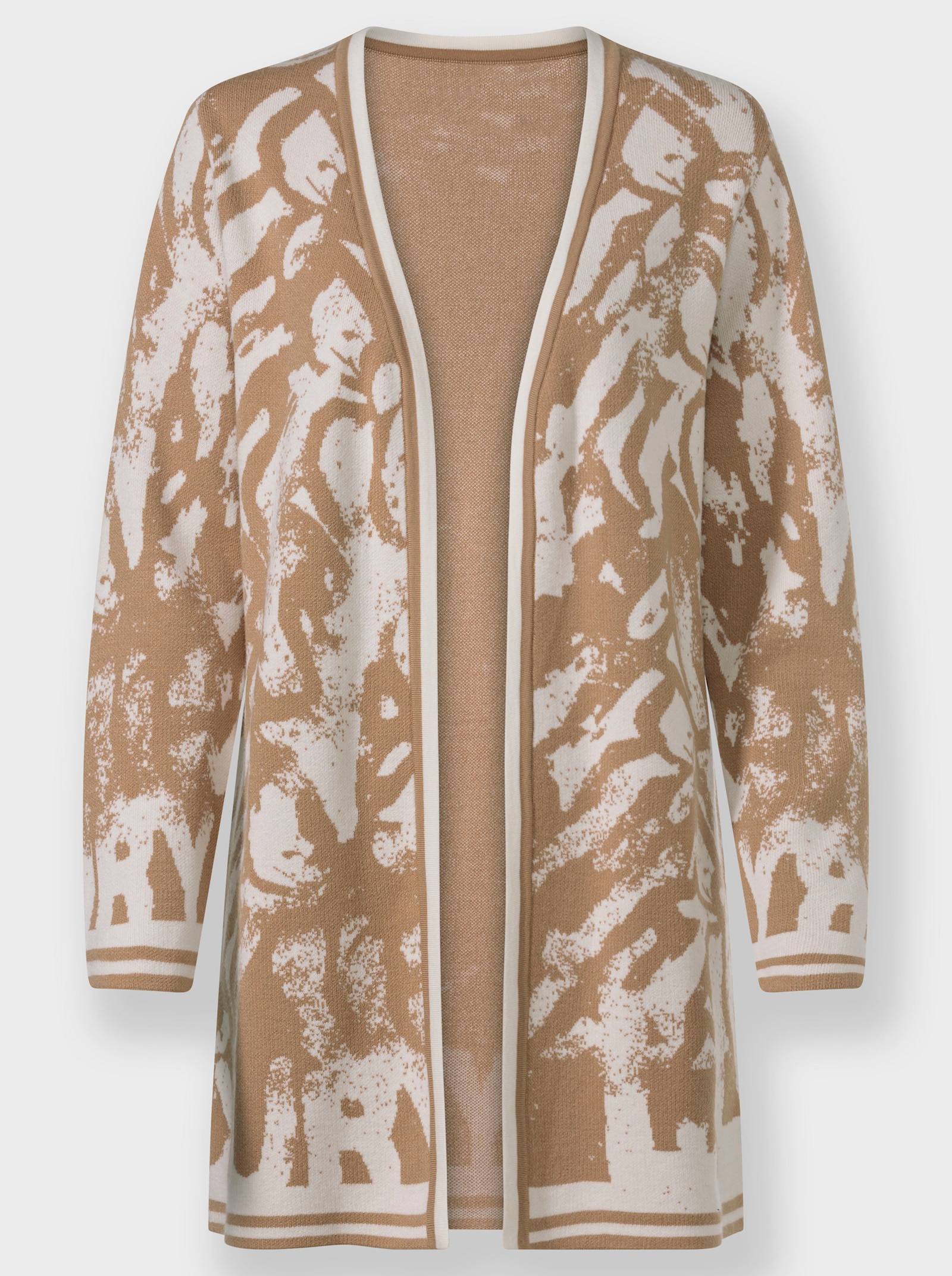 heine Strickmantel offene Form - camel-champagner-gemustert